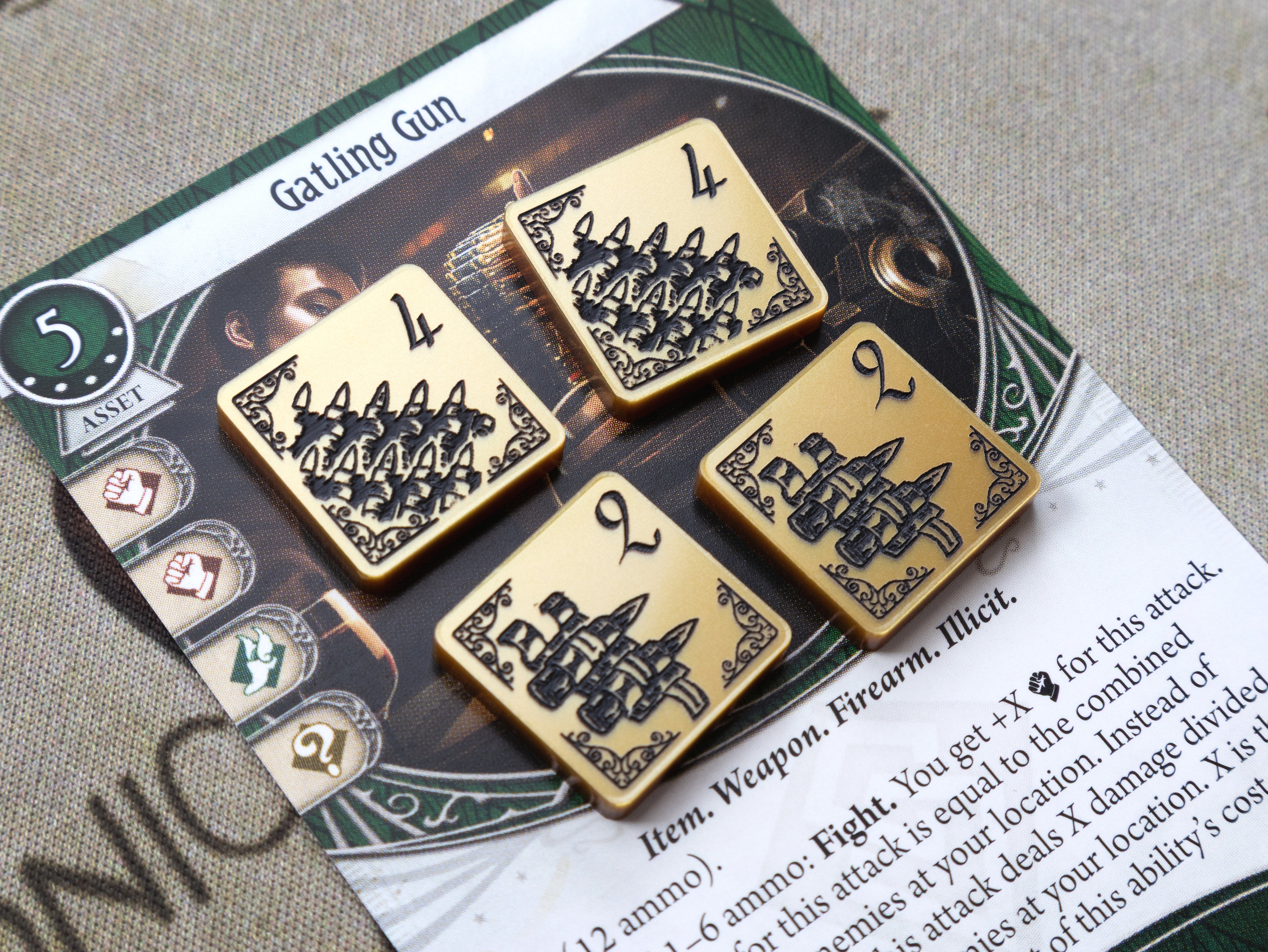 Gatling Gun Ammo Token Set for Arkham Horror LCG - The Drowned City