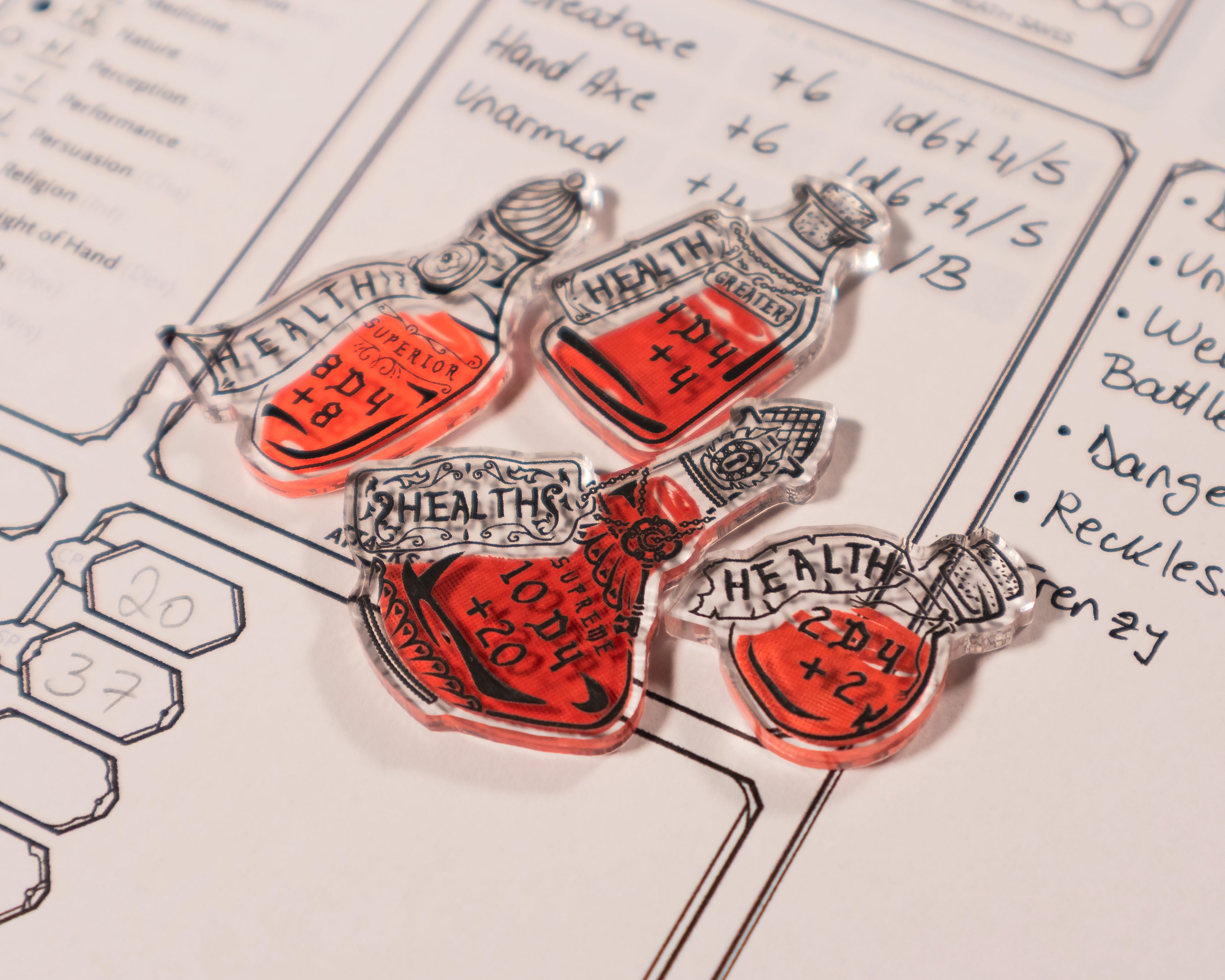 Healing Potion Token Set (double sided) for Dungeons & Dragons