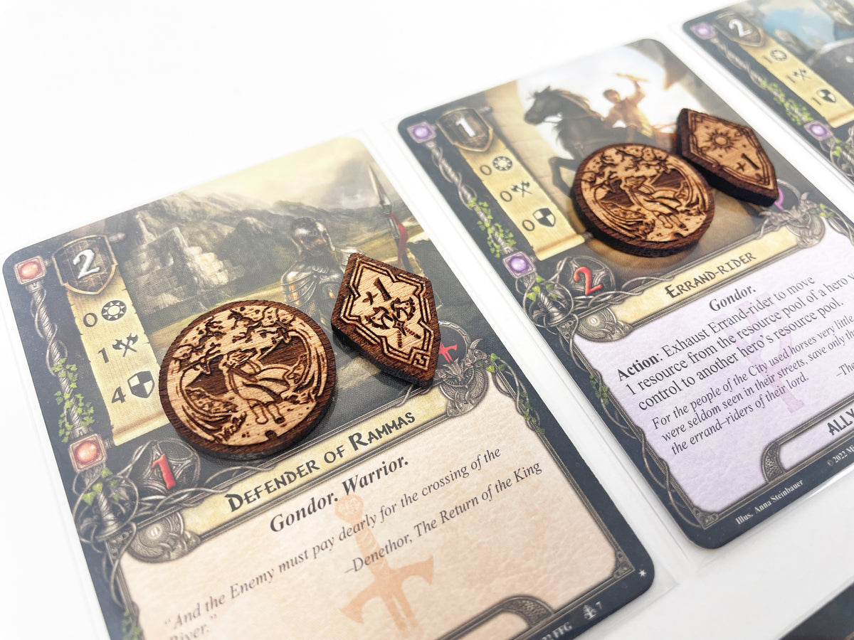5 x Ready/Exhausted Tokens for Lord Of The Rings LCG, Solid Mahogany