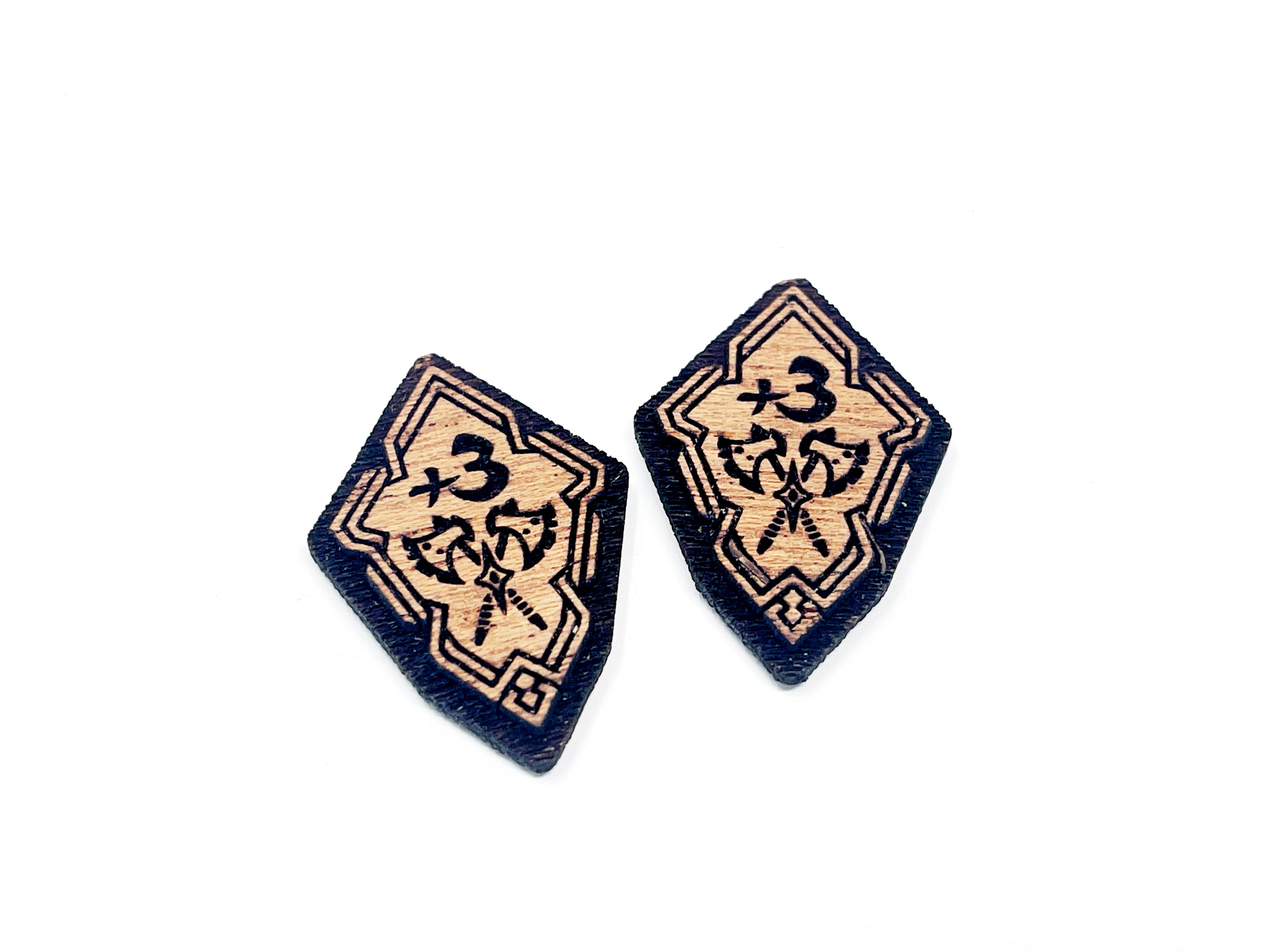 +3/4 Attack Stat Boost Modifier Tokens - Solid Mahogany
