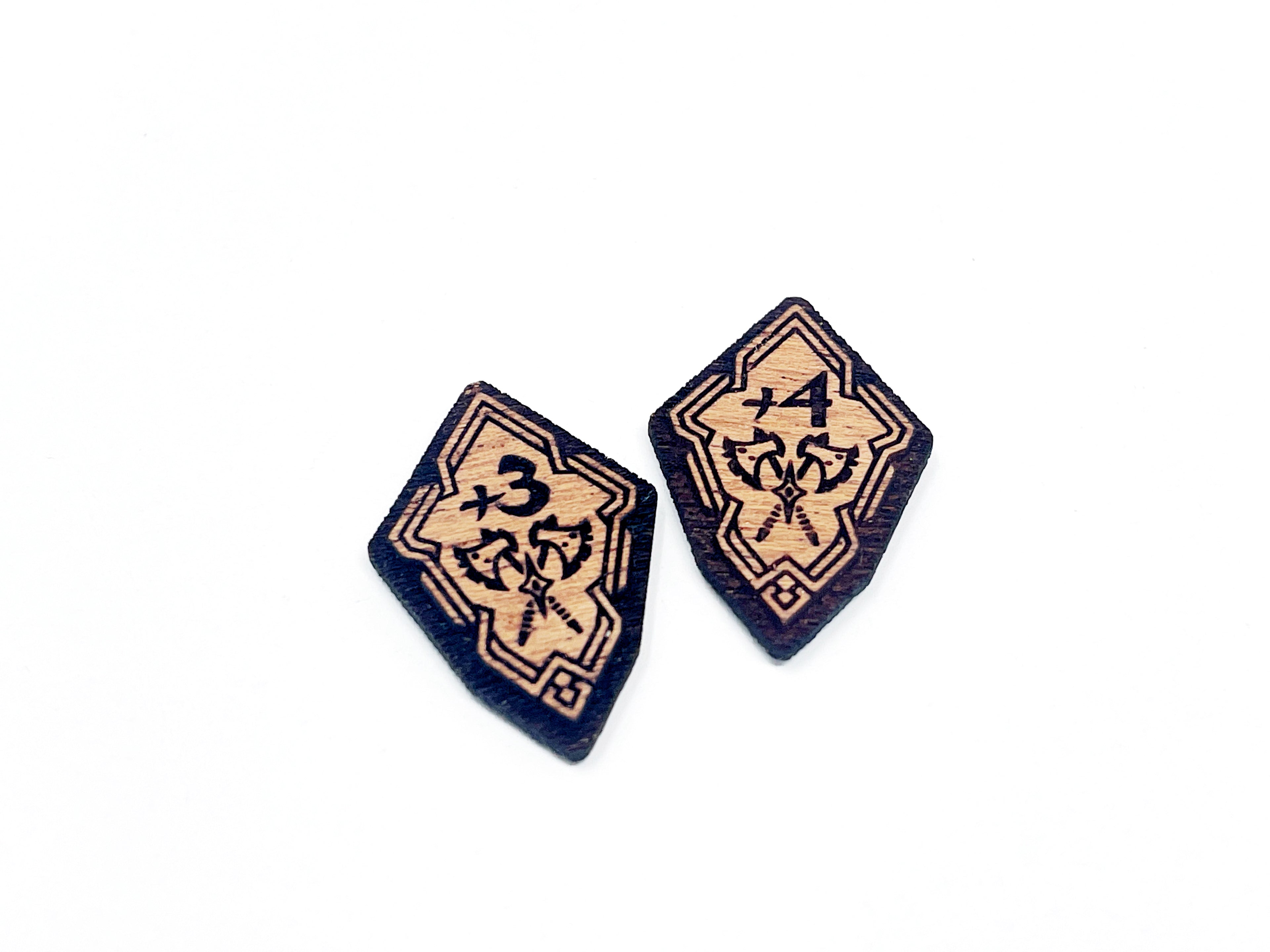 +3/4 Attack Stat Boost Modifier Tokens - Solid Mahogany