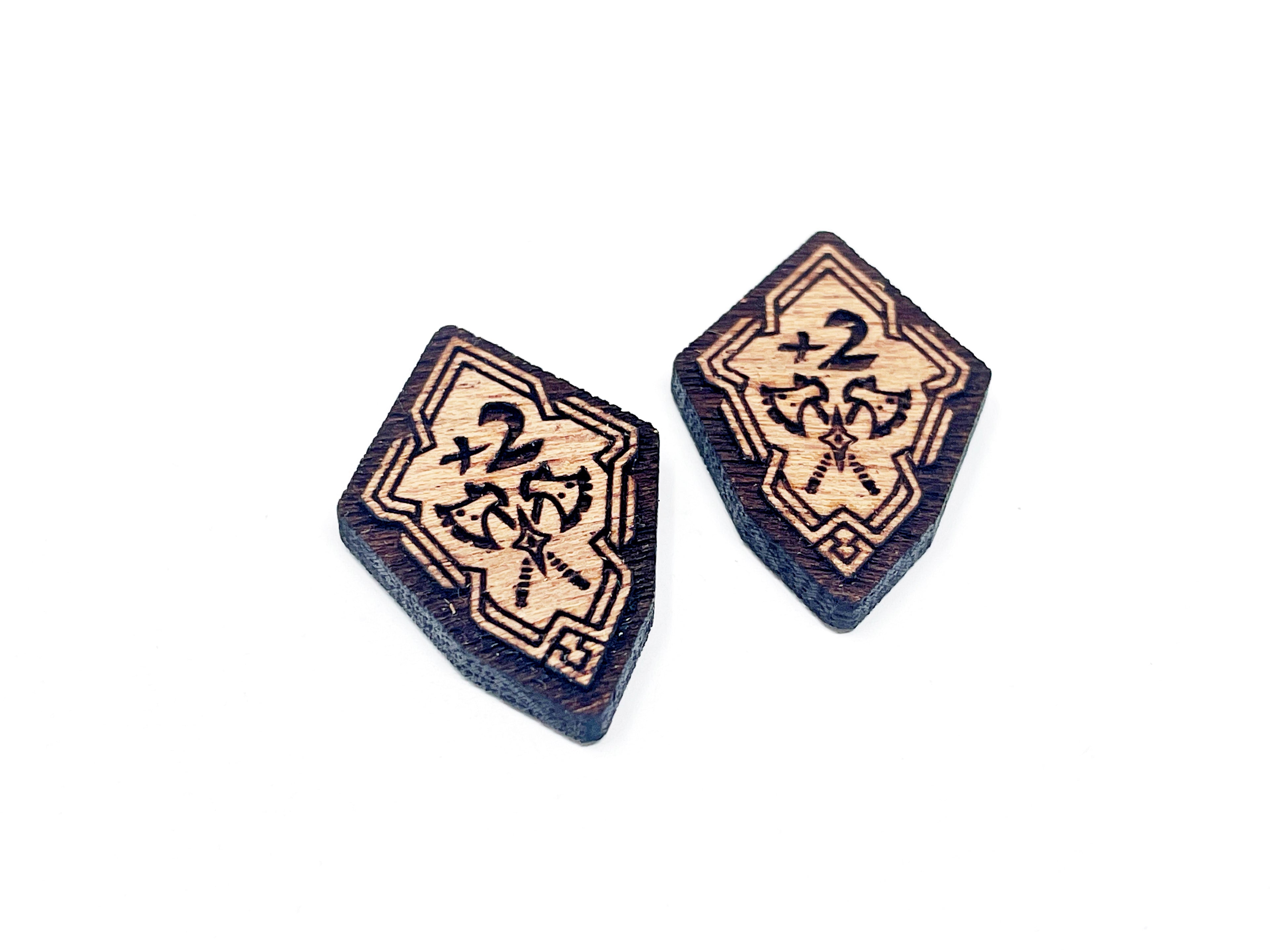+1/2 Attack Stat Boost Modifier Tokens - Solid Mahogany