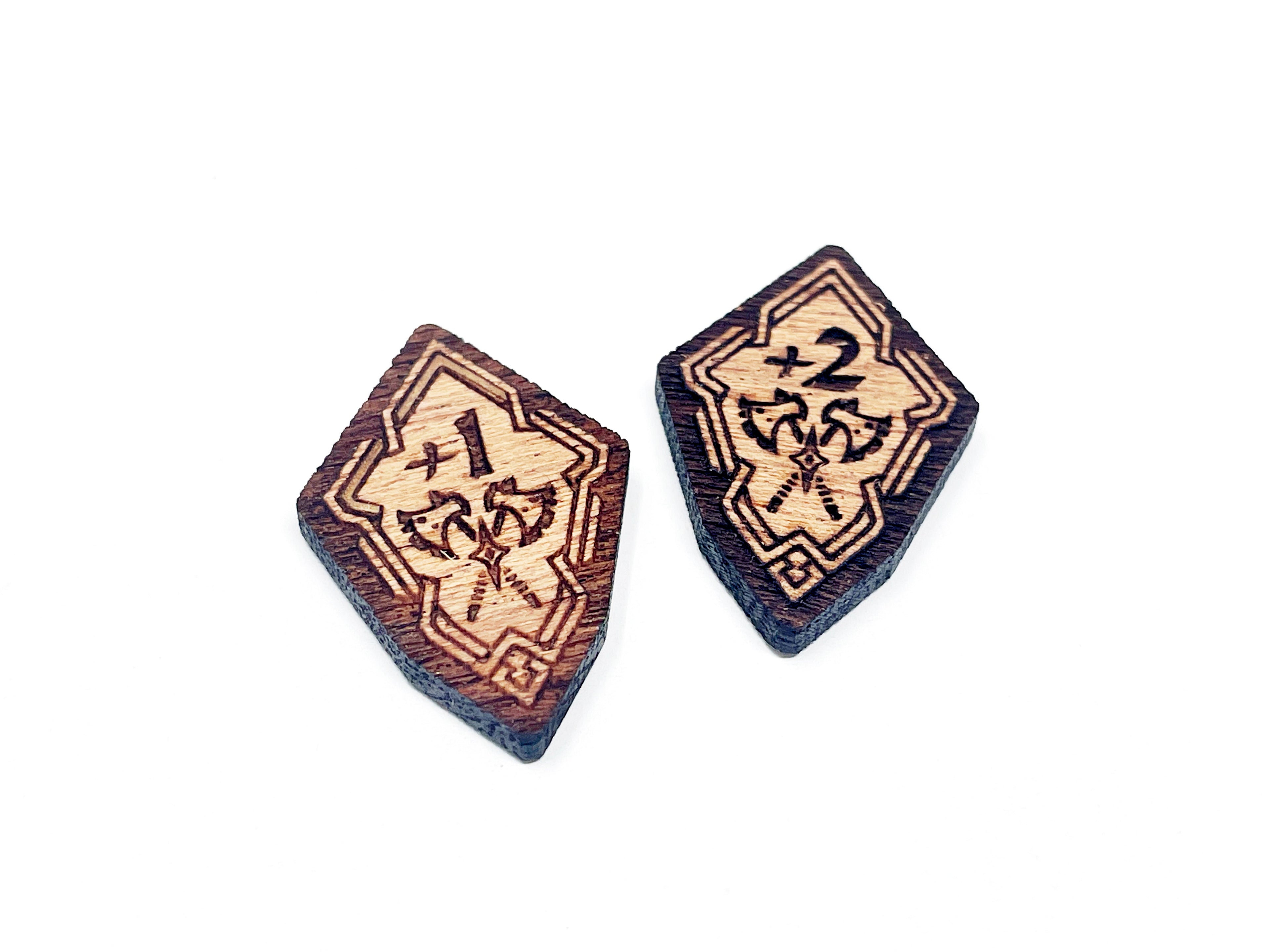 +1/2 Attack Stat Boost Modifier Tokens - Solid Mahogany