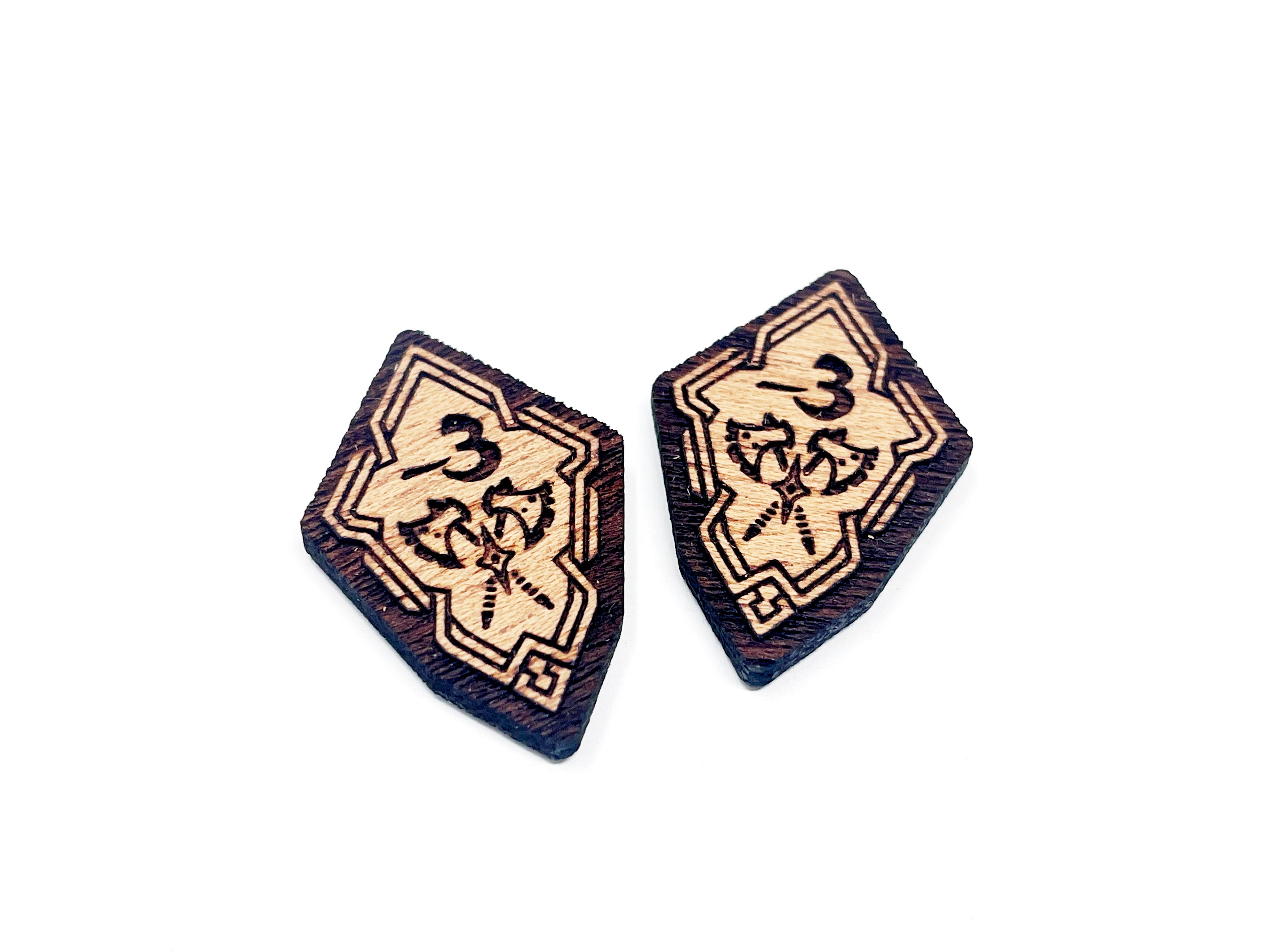 -3/4 Attack Negative Stat Modifier Tokens - Solid Mahogany