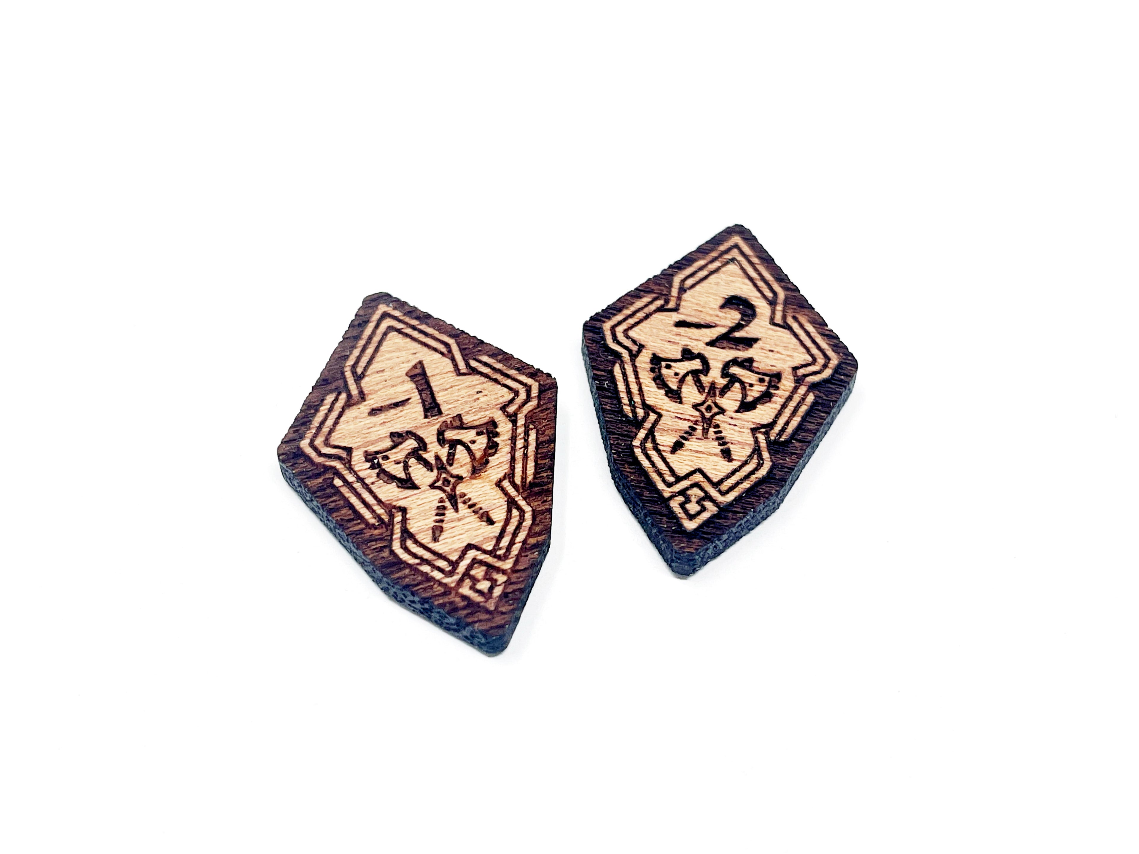 1/2 Attack Negative Stat Modifier Tokens - Solid Mahogany