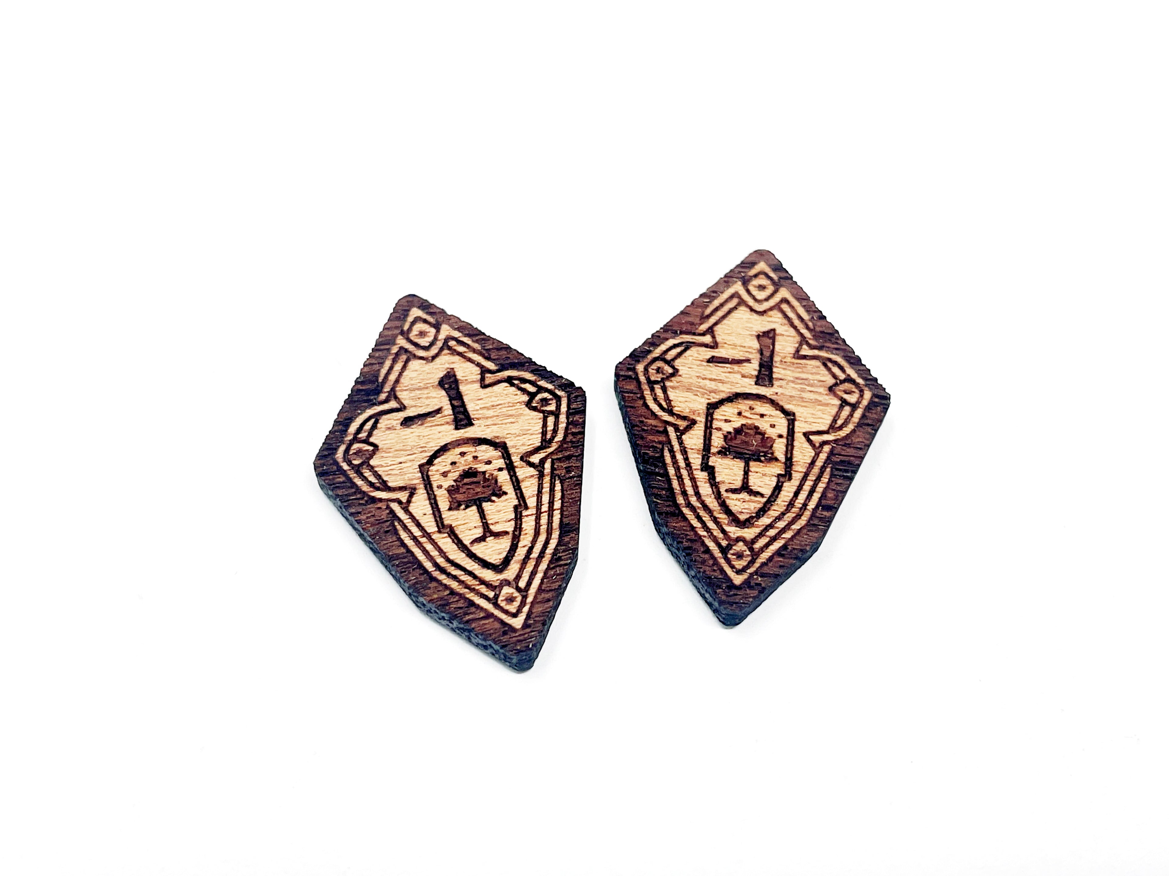 -1/2 Defence Negative Stat Modifier Tokens - Solid Mahogany