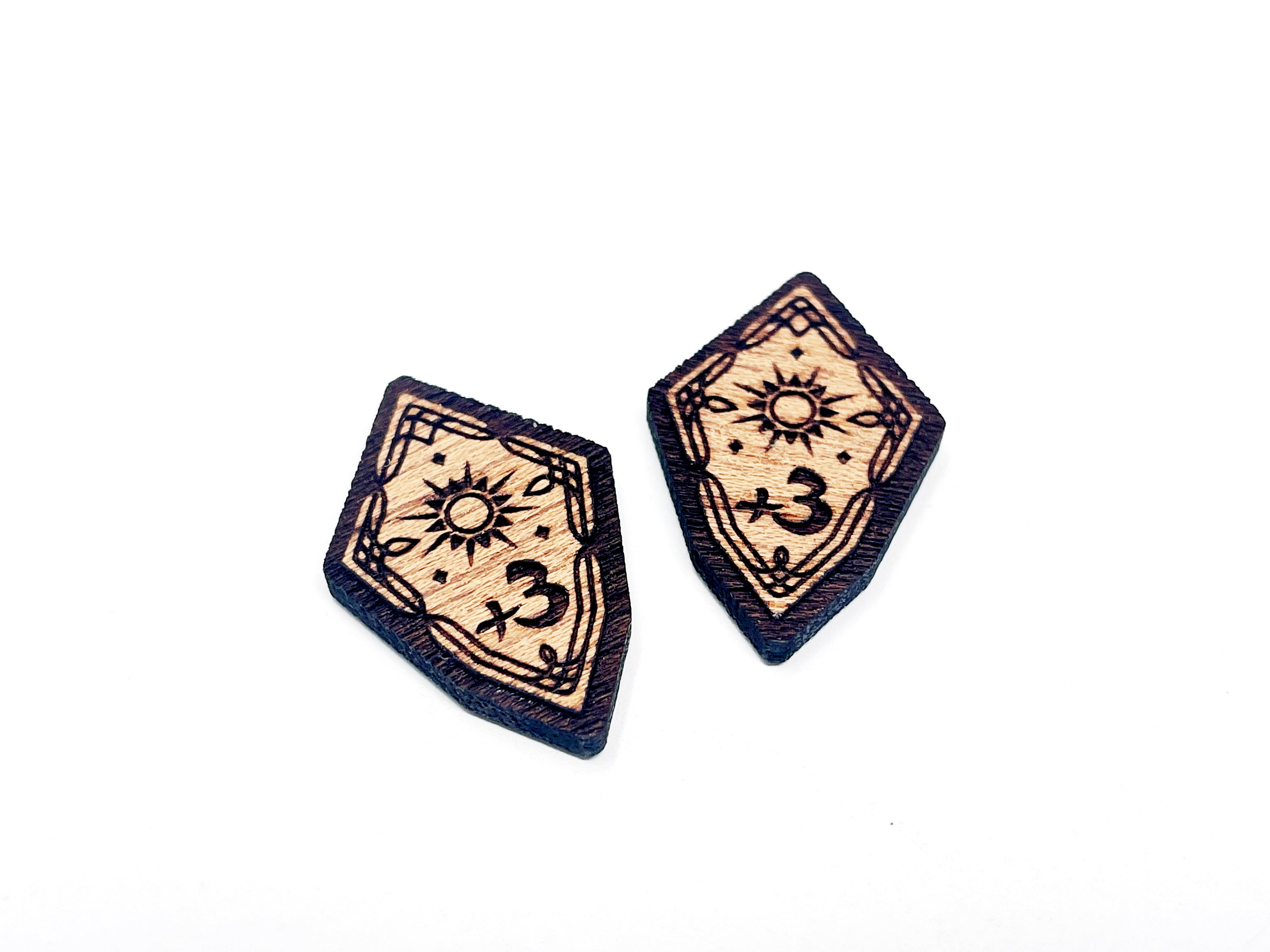 +3/4 Willpower Stat Boost Modifier Tokens - Solid Mahogany