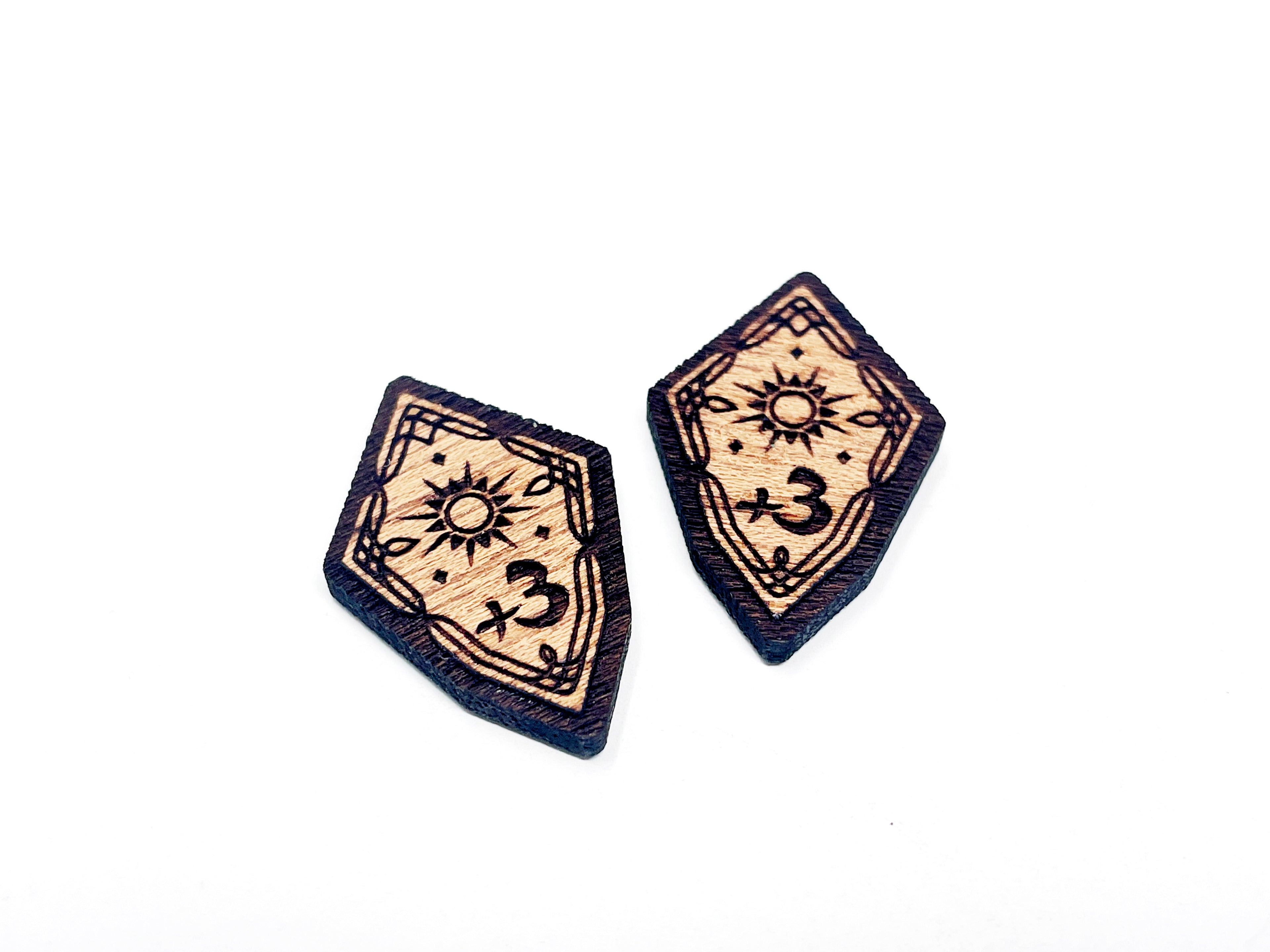 3/4 Willpower Stat Boost Modifier Tokens - Solid Mahogany