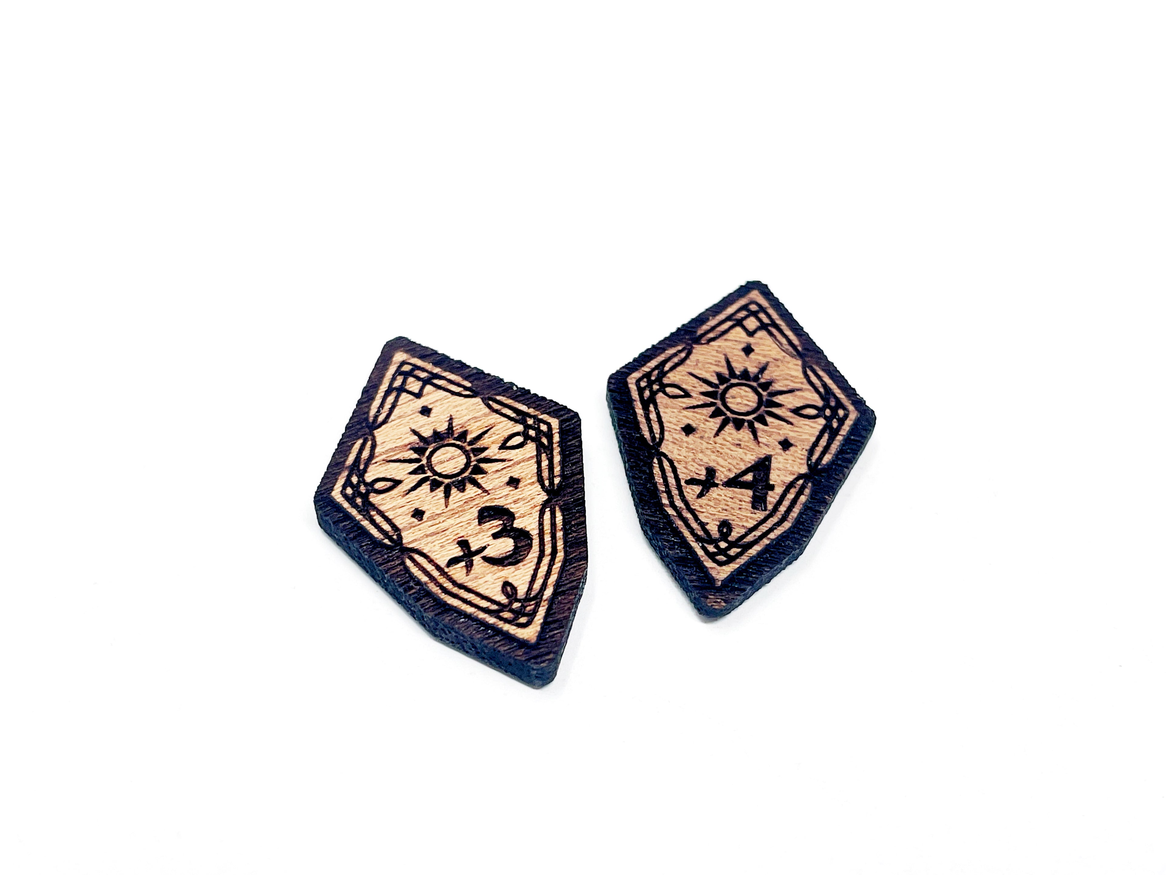 +3/4 Willpower Stat Boost Modifier Tokens - Solid Mahogany