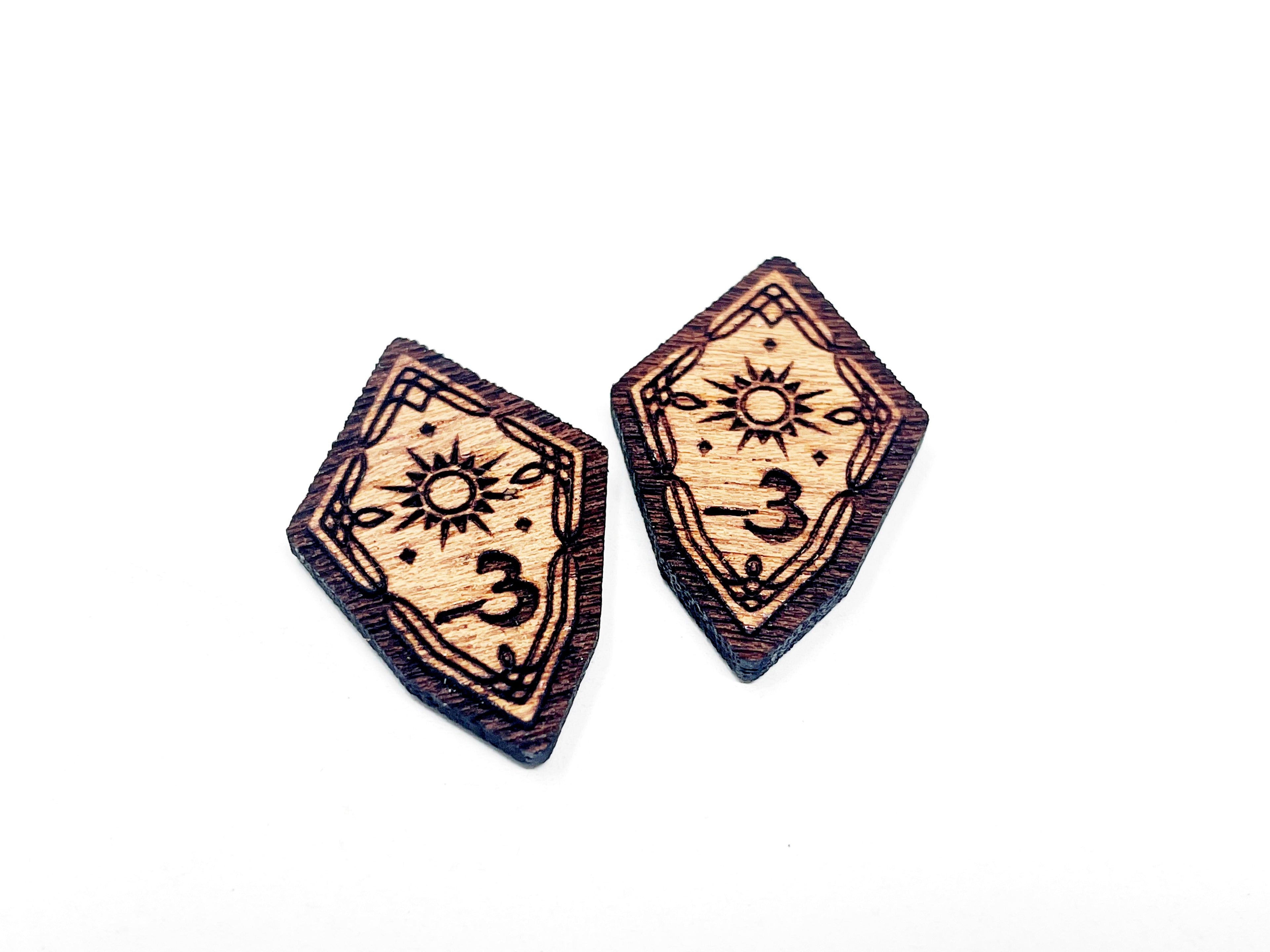 -3/4 Willpower Negative Stat Modifier Tokens - Solid Mahogany
