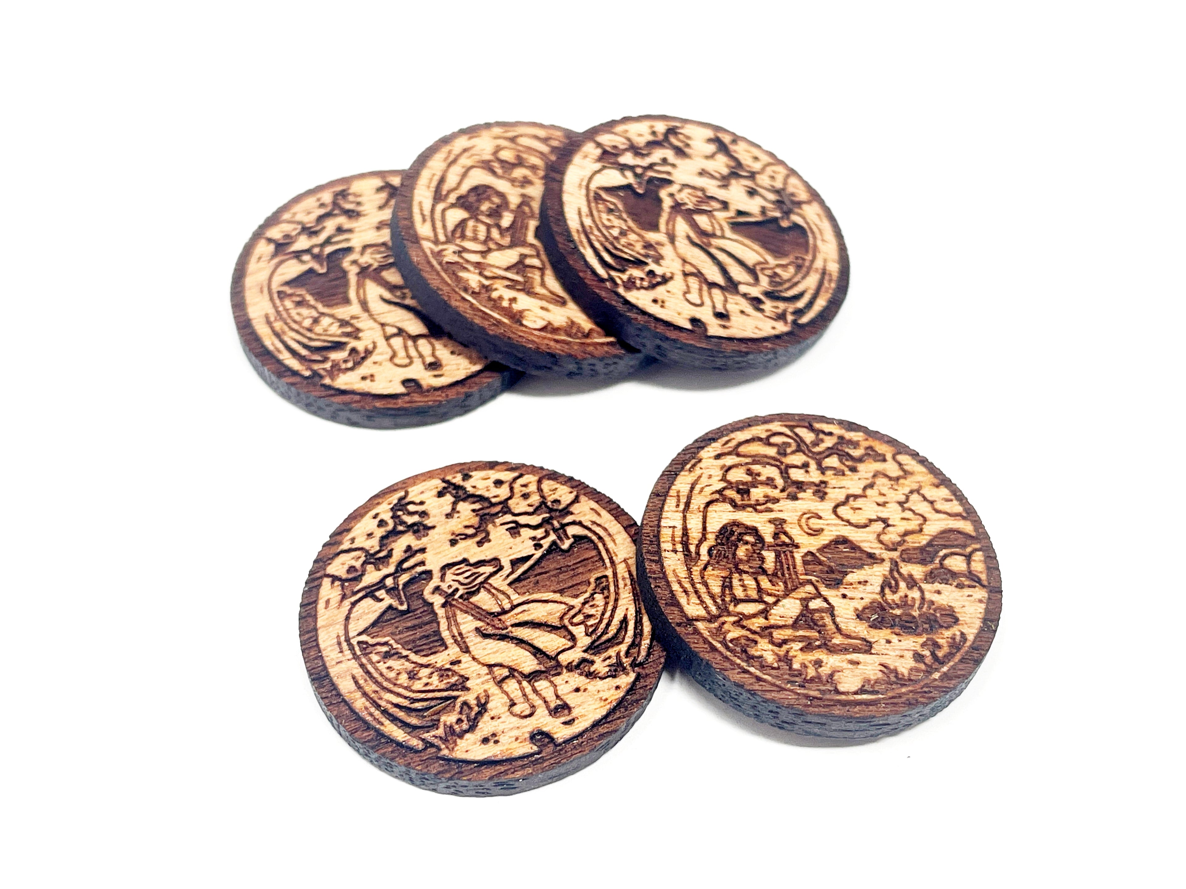 Ready/Exhausted Tokens - Solid Mahogany