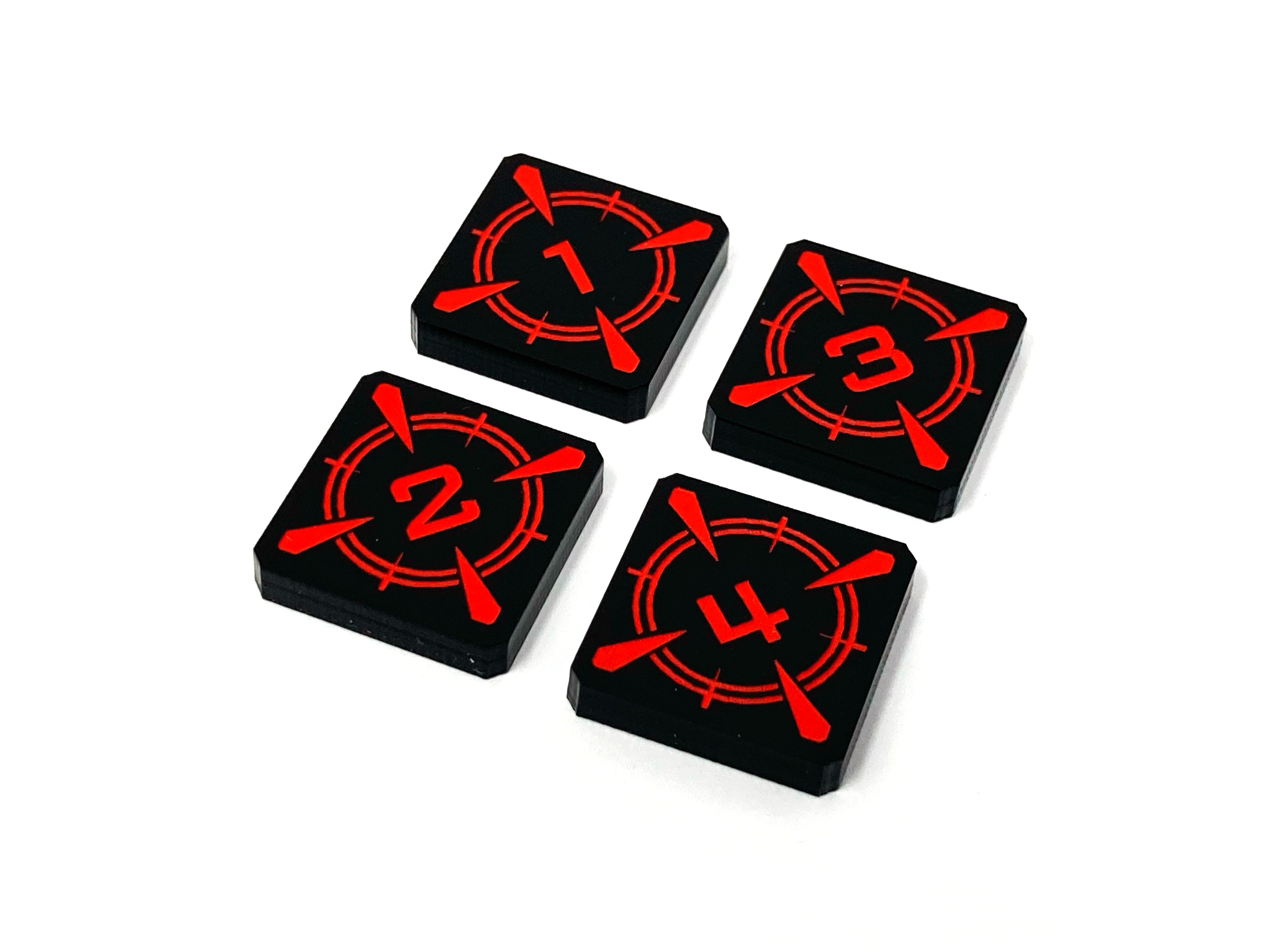 4 x Target Lock Tokens - Black Series (Single Sided)