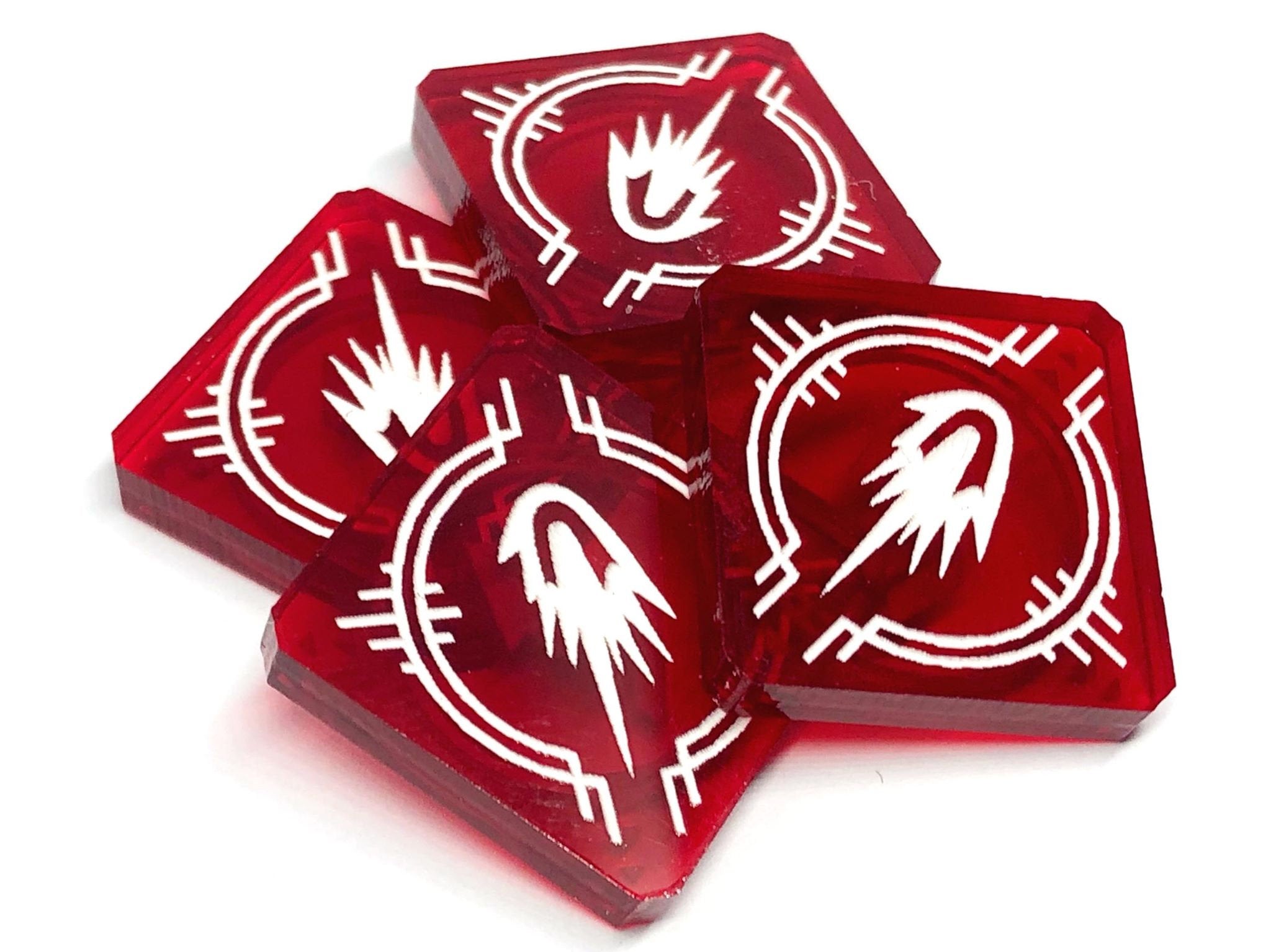4 x Deplete / Strain (Derain) Tokens, Translucent Series, X-wing 2.0 compatible (Fan Made)