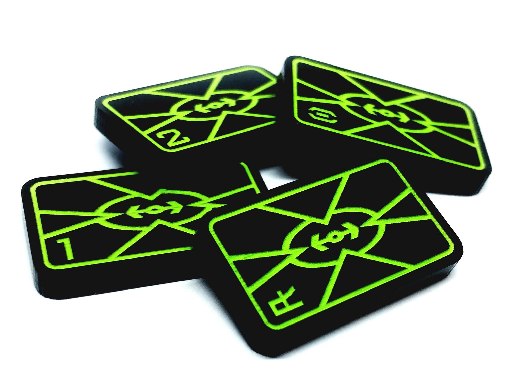 4 x Rebel Target Lock Themed Tokens (Double Sided Aurebesh & Numbers)