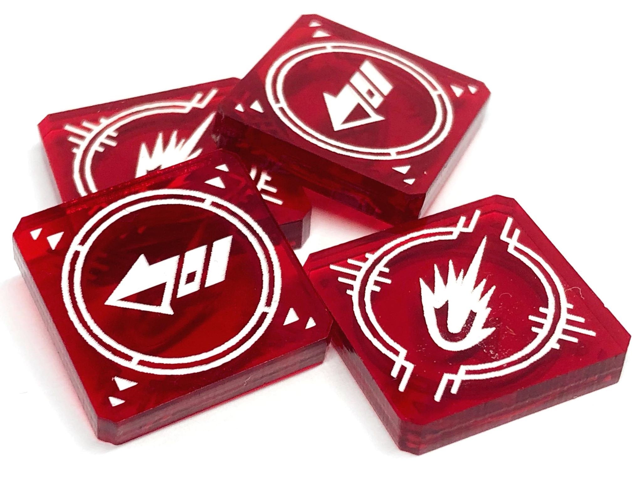 4 x Deplete / Strain (Derain) Tokens, Translucent Series, X-wing 2.0 compatible (Fan Made)