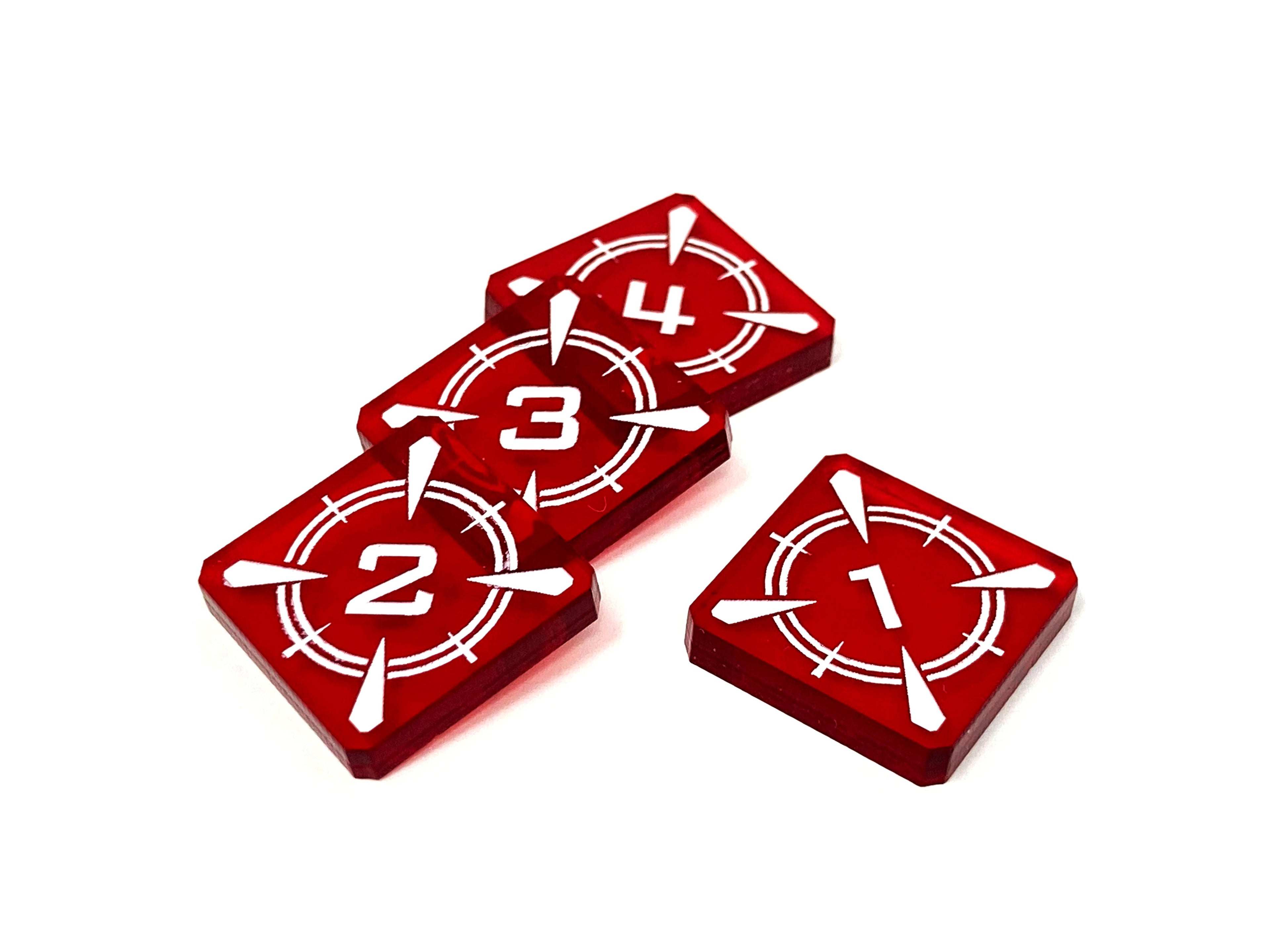 4 x Target Lock Tokens for X-Wing - Translucent Series (Single Sided)