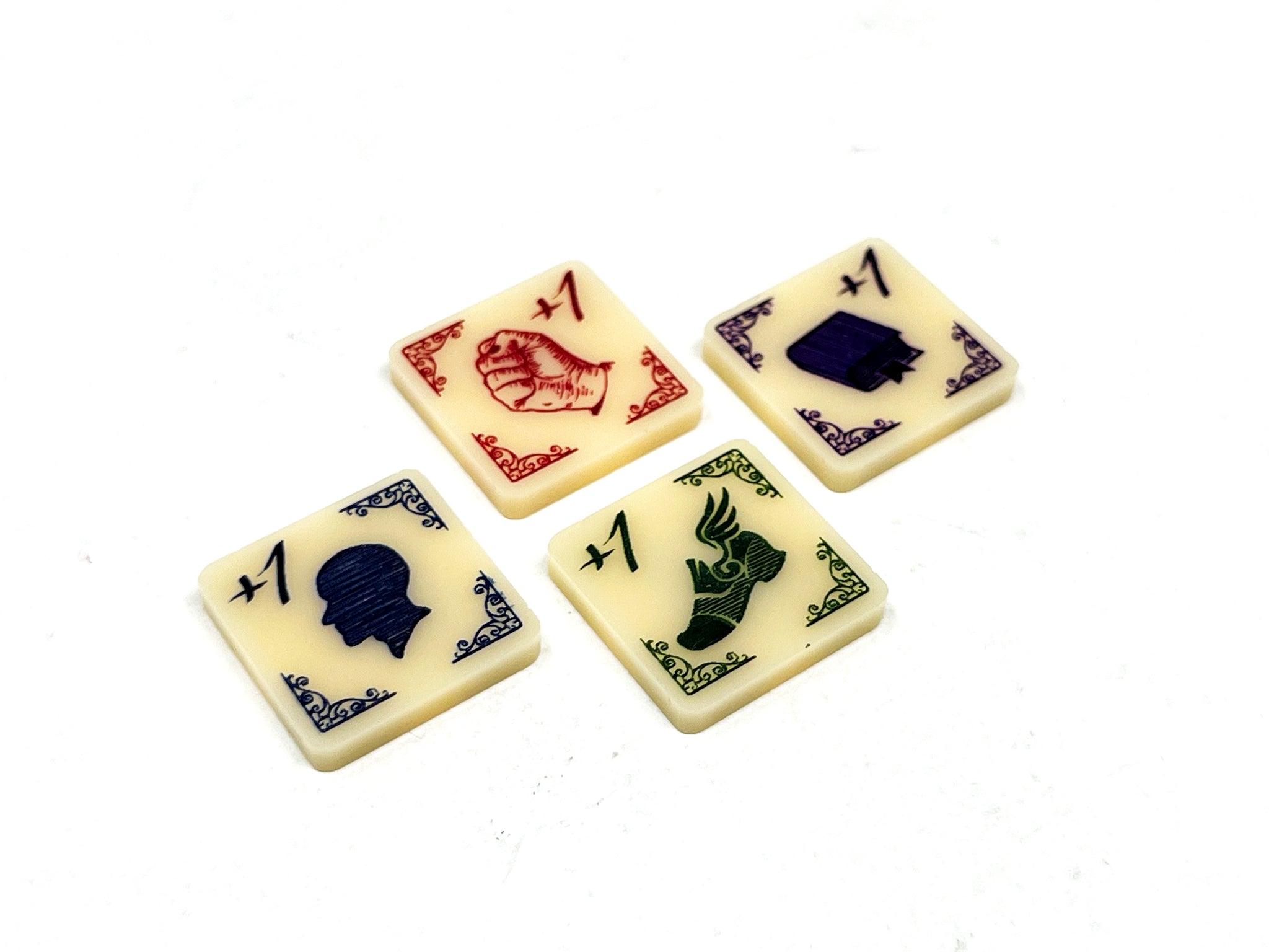 Copy of 4 x Stat Boost Tokens (Ivory) for Arkham Horror LCG (double sided)