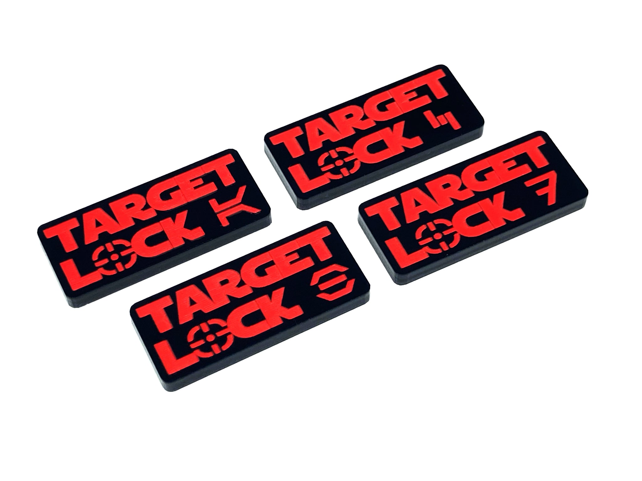 4 x Target Lock Tokens - Text Series (double sided)