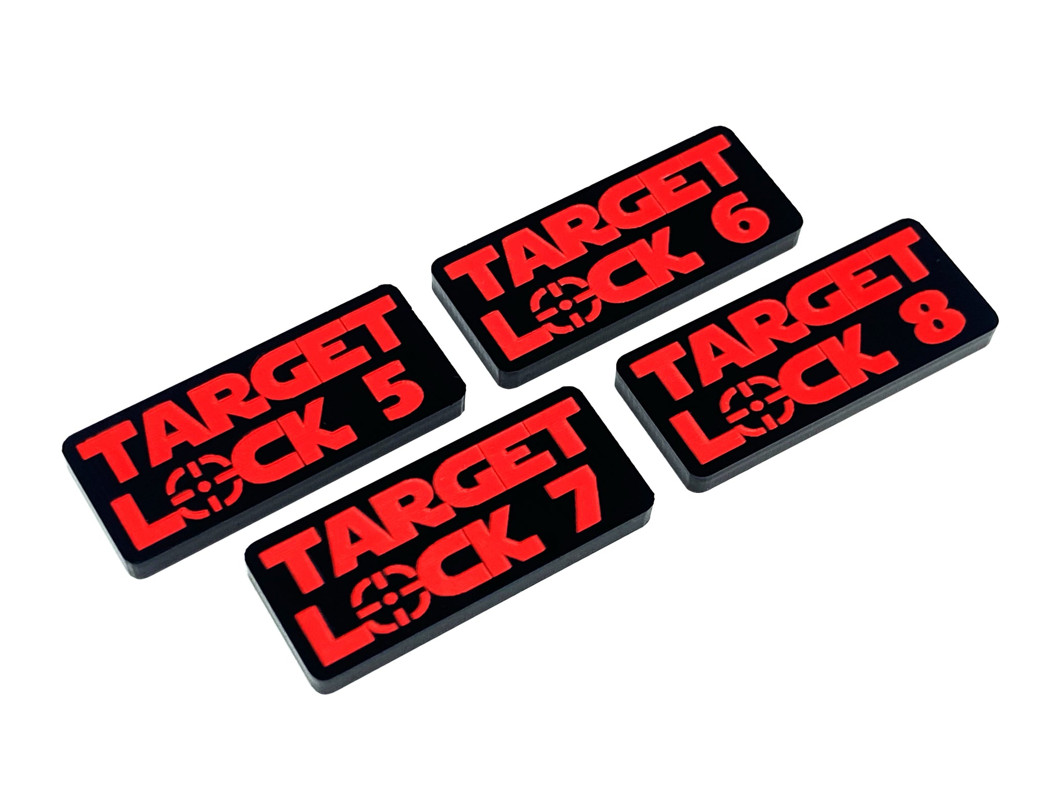 4 x Target Lock Tokens - Text Series (double sided)