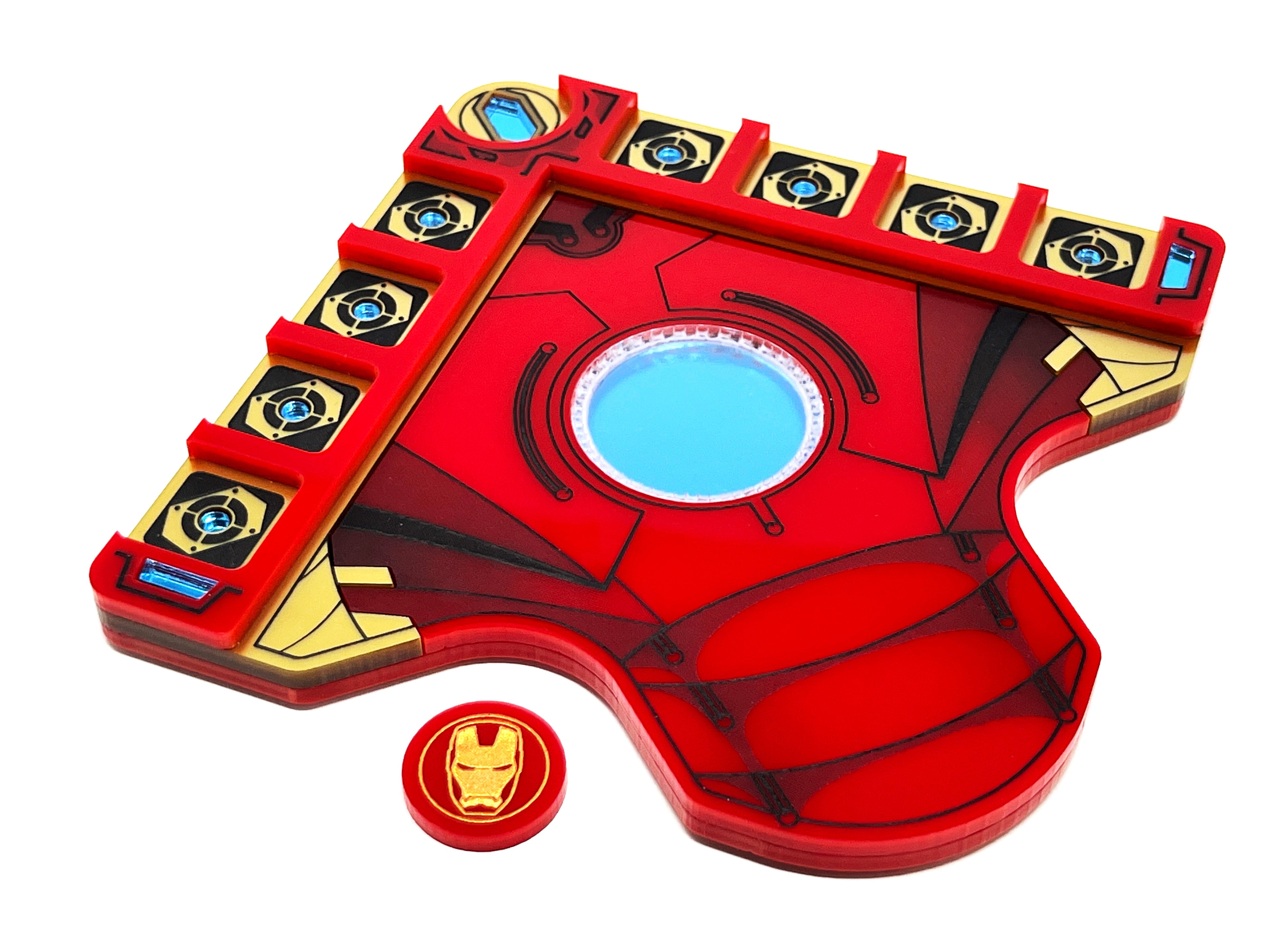 Iron Man Themed Hero board for Marvel Champions LCG compatible, (Tokens NOT Included)