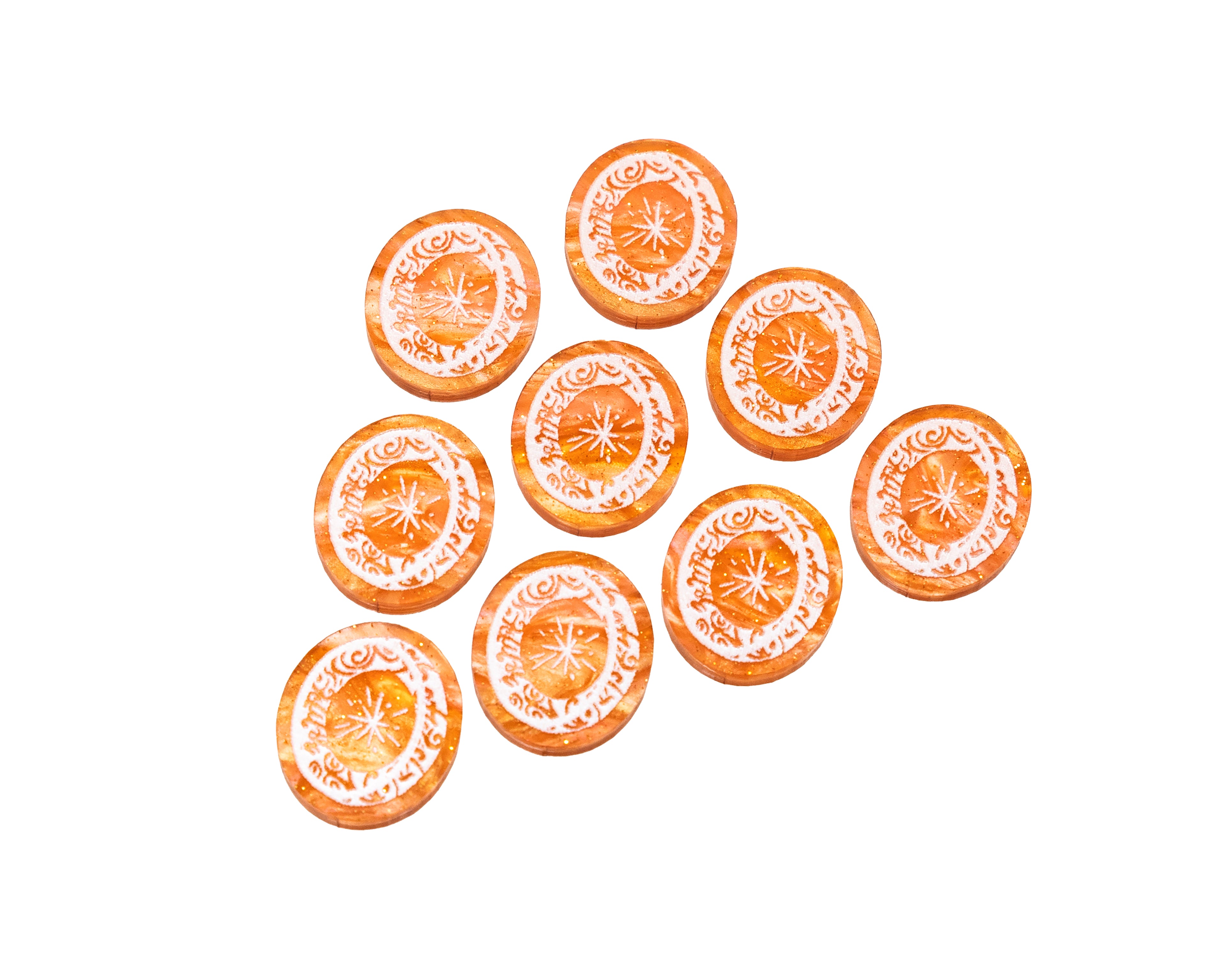 The One Ring painted white on orange marble acrylic represents Resistance. 