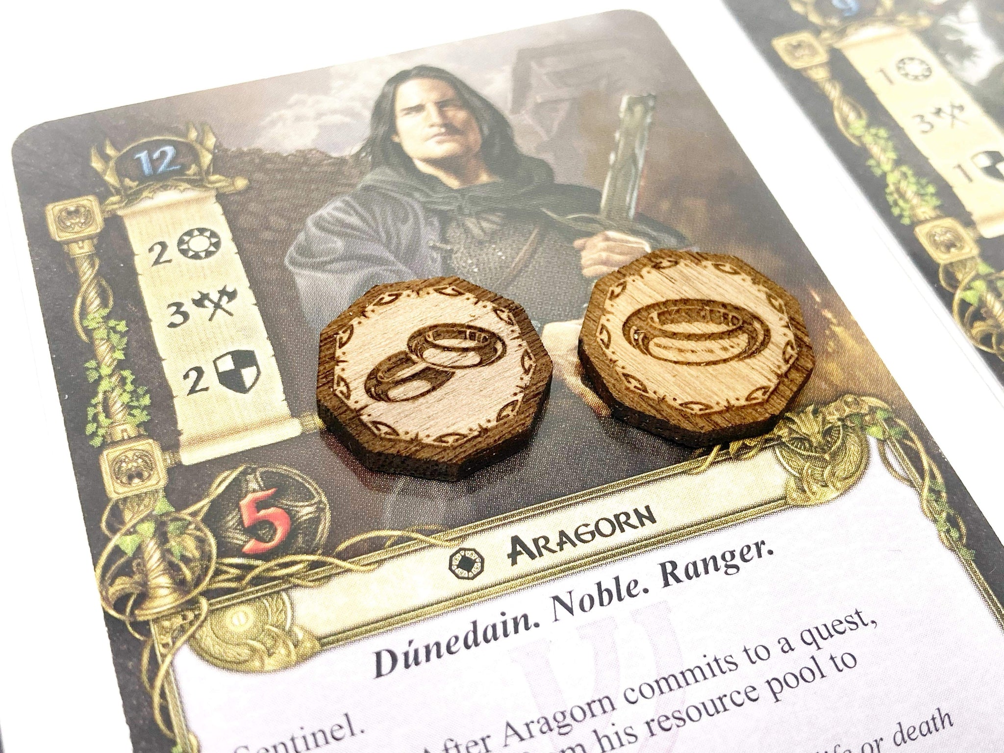 5 x Resource Tokens for Lord Of The Rings LCG, Solid Mahogany (double sided)