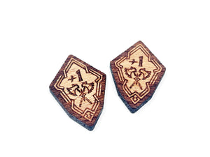 2 x Attack 1/2 Stat Boost Modifier Tokens - Lord Of The Rings LCG, Solid Mahogany (double sided)