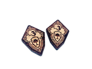 2 x Defence 3/4 Negative Stat Modifier Tokens - Lord Of The Rings LCG, Solid Mahogany (double sided)