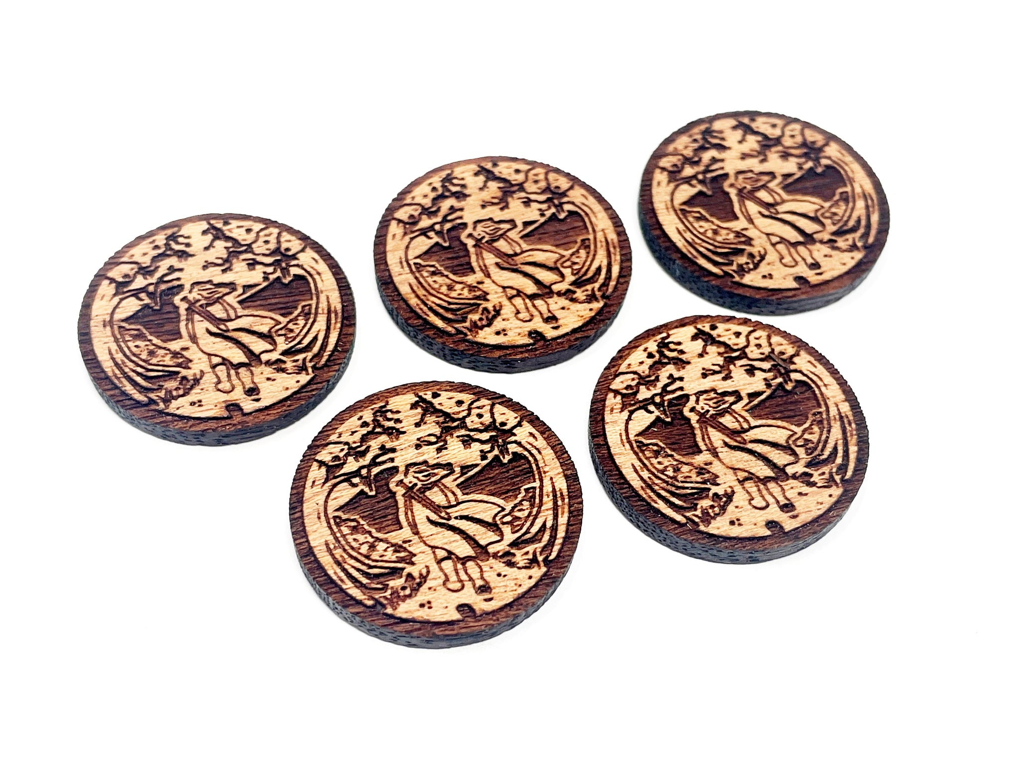 5 x Ready/Exhausted Tokens for Lord Of The Rings LCG, Solid Mahogany ...