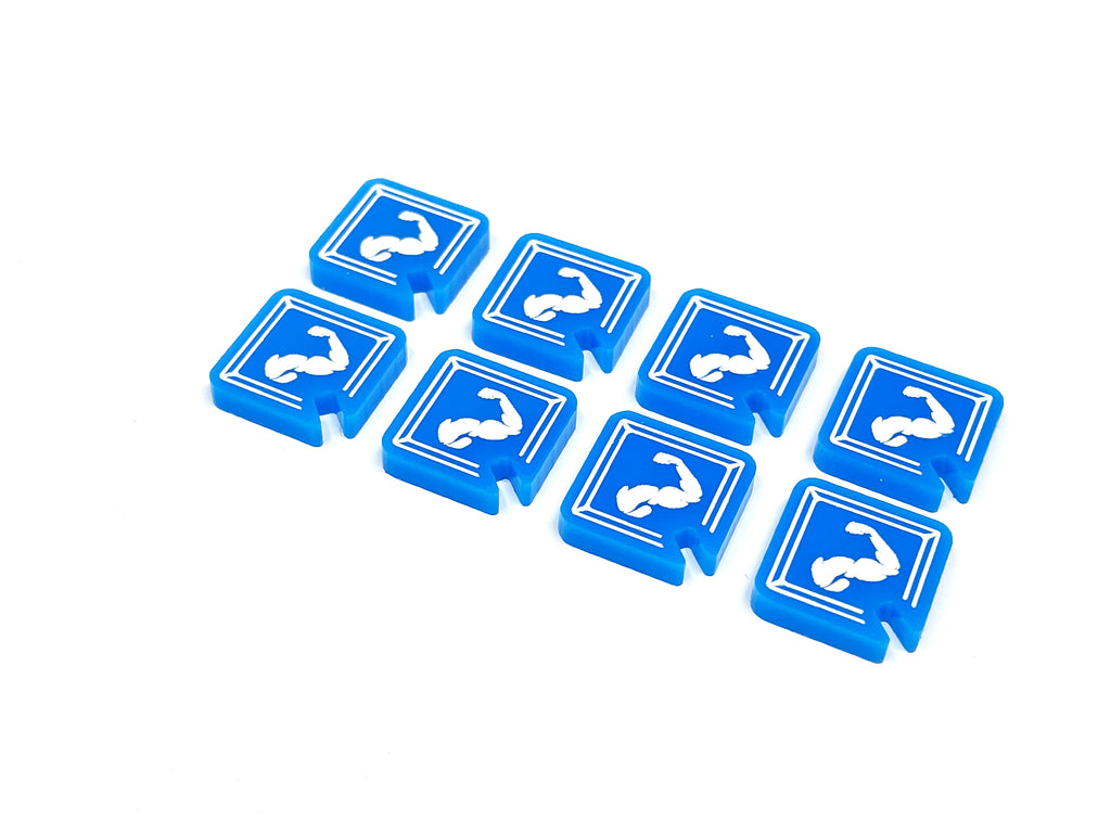 8 x Strengthen tokens compatible with Frosthaven, Gloomhaven and Jaws of the Lion, double sided