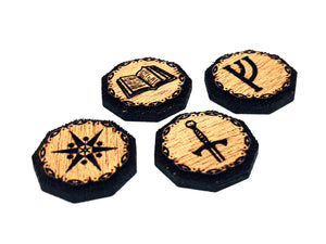 4 x Sphere Resource Tokens for Lord Of The Rings LCG, Solid Mahogany (double sided)