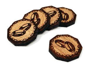5 x Resource Tokens for Lord Of The Rings LCG, Solid Mahogany (double sided)