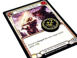 2 x +1/+2 Damage Modifier Tokens (double sided) for Flesh and Blood TCG