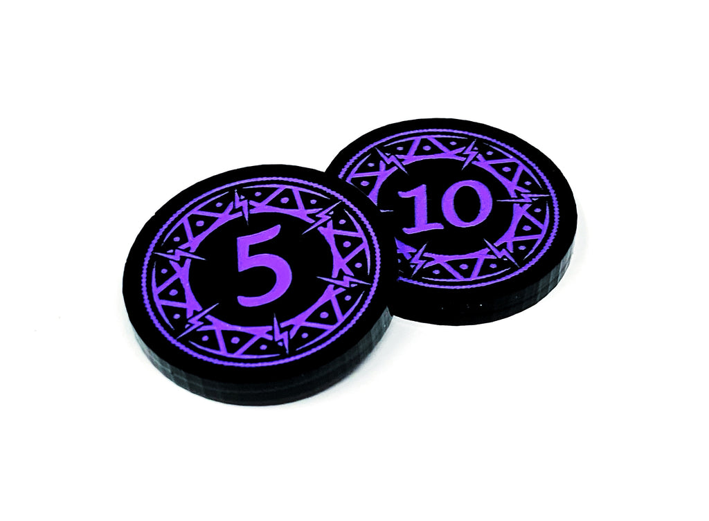2 x 5/10 Arcane Damage Tokens (double sided) for Flesh and Blood TCG