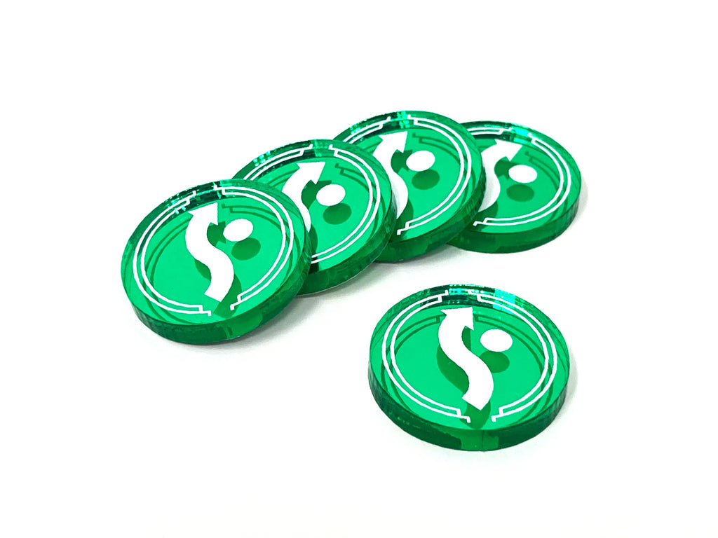 5 x Evade Tokens - Mirror Series (Single Sided)