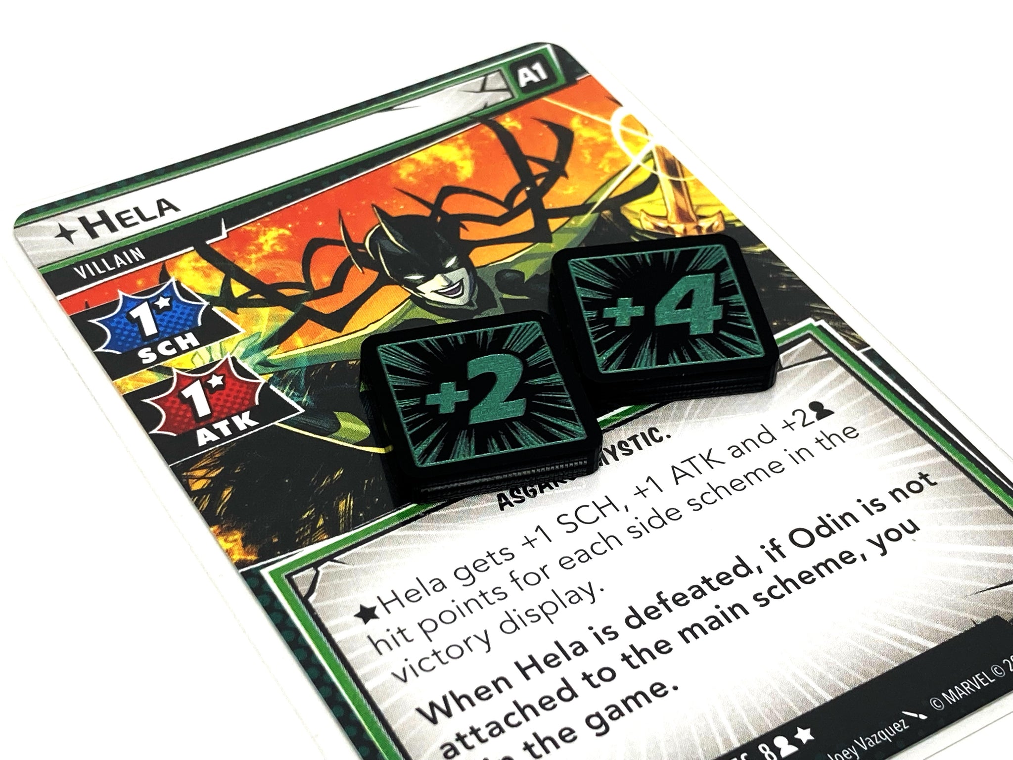 2 x Hela Stat Tokens (double sided) for Marvel Champions LCG