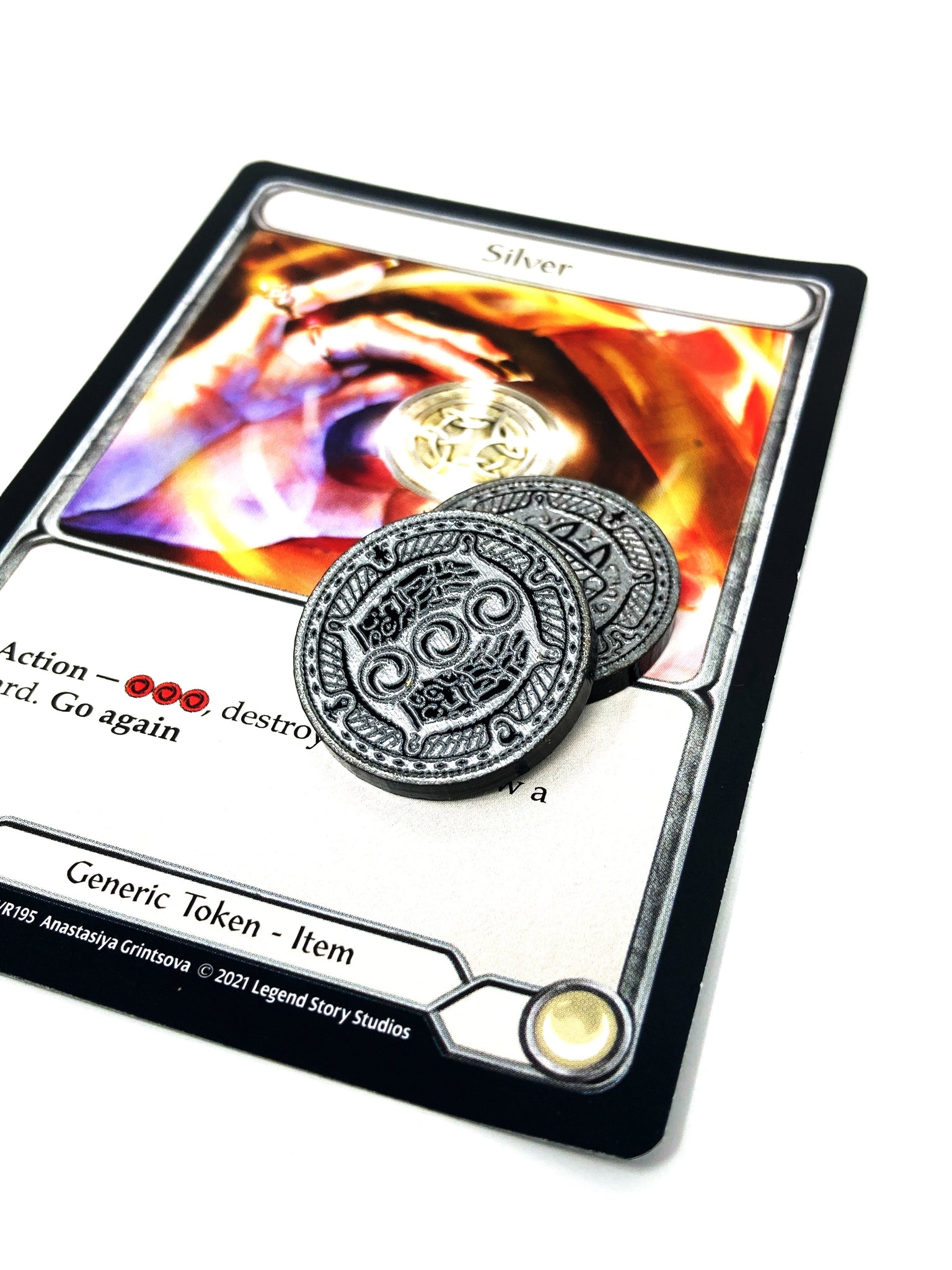 2 x Silver Coin Tokens (double sided) for Flesh and Blood TCG