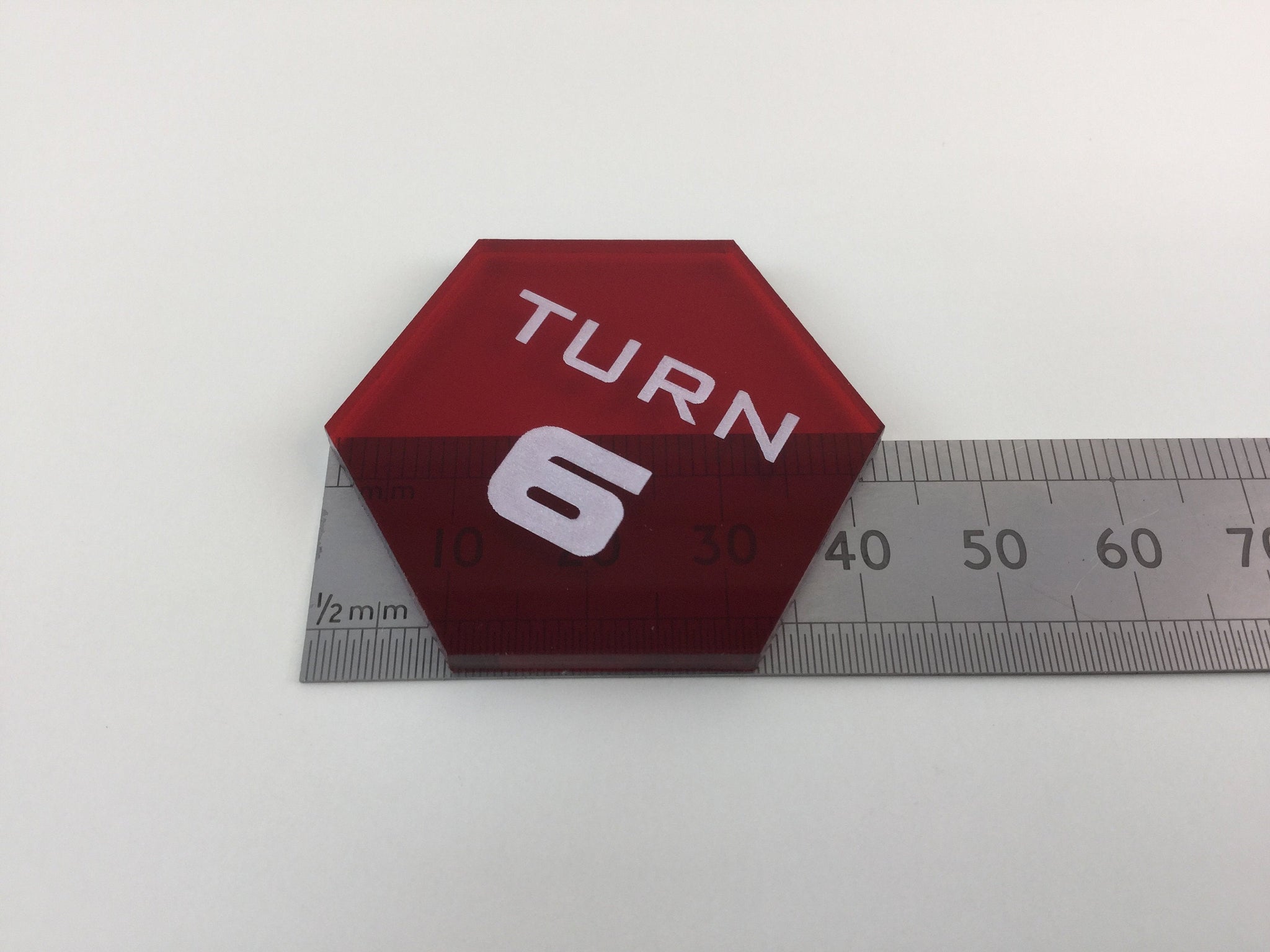 Armada compatible, 3mm 'oversized' acrylic turn/initiative tokens x 6