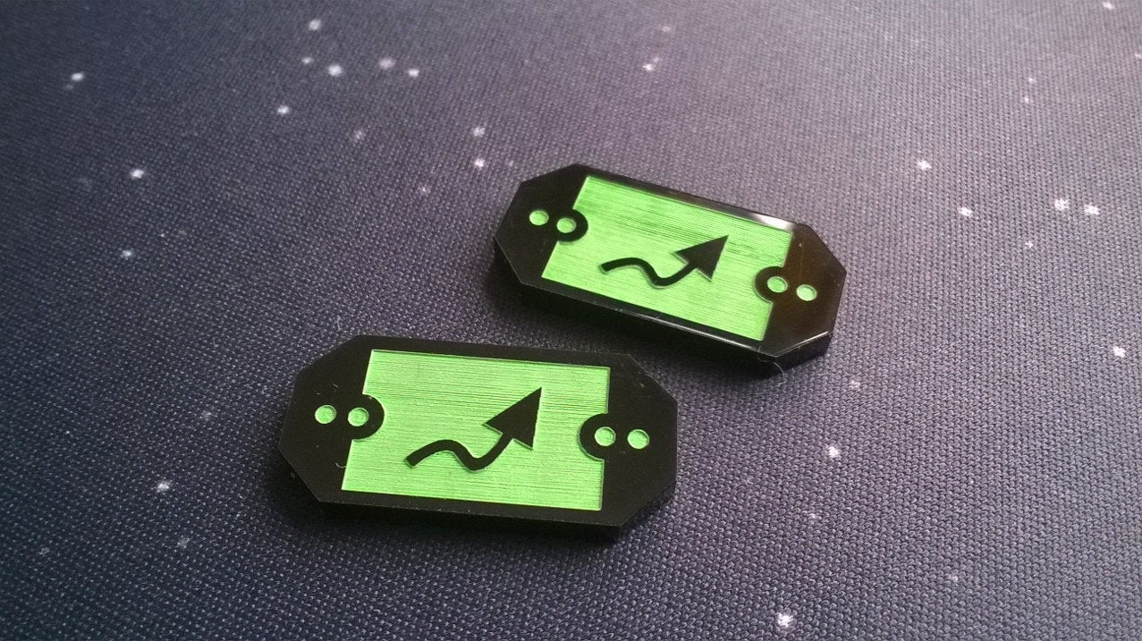 Armada compatible, 3mm double sided black acrylic defence tokens