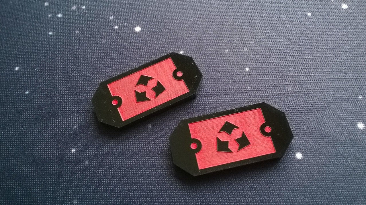 Armada compatible, 3mm double sided black acrylic defence tokens
