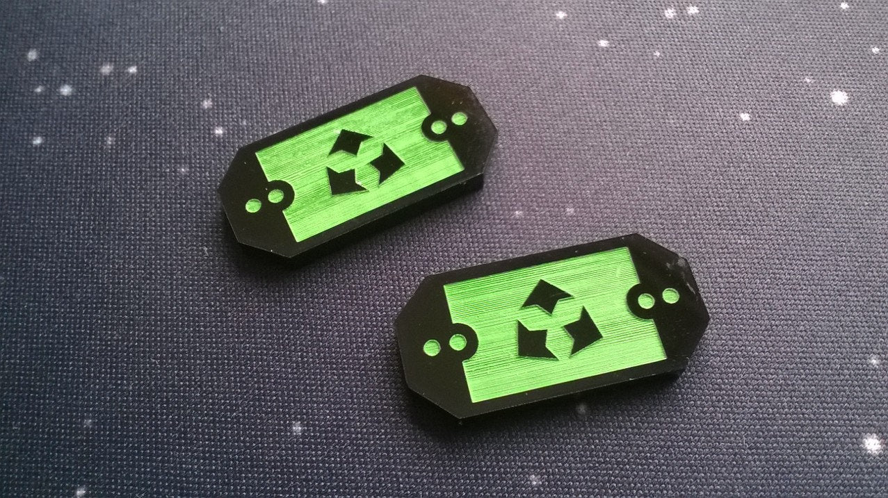 Armada compatible, 3mm double sided black acrylic defence tokens