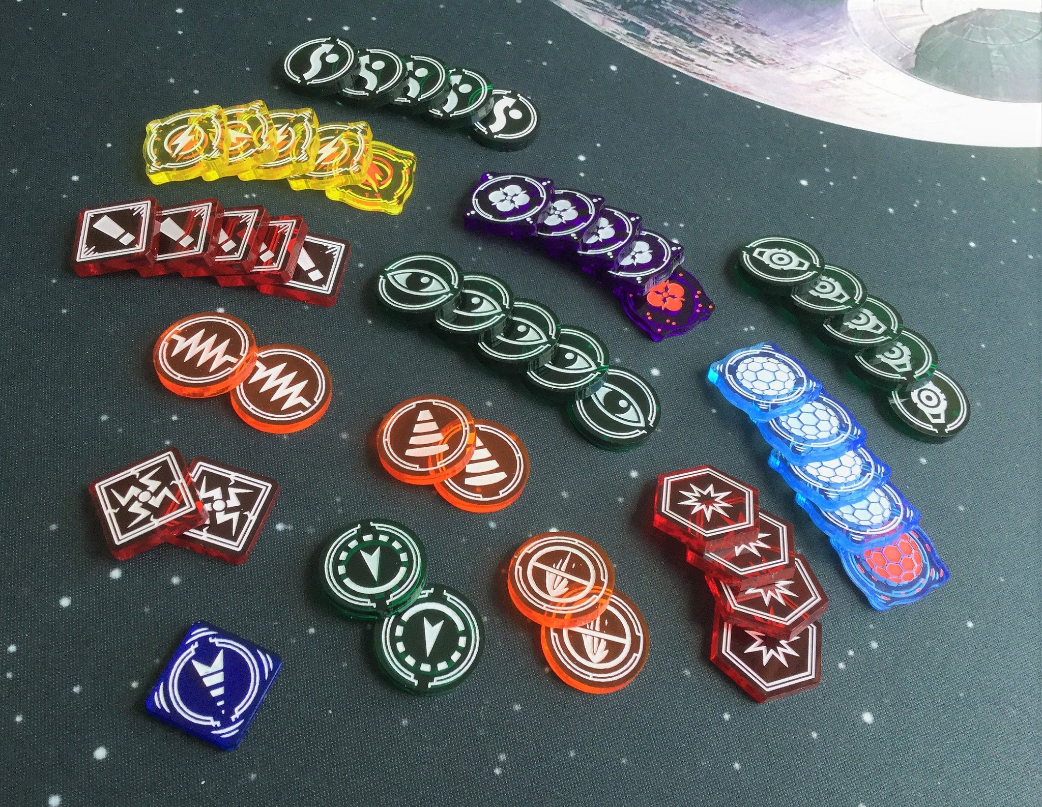 5 x Shield Tokens - Translucent Series (Double Sided)