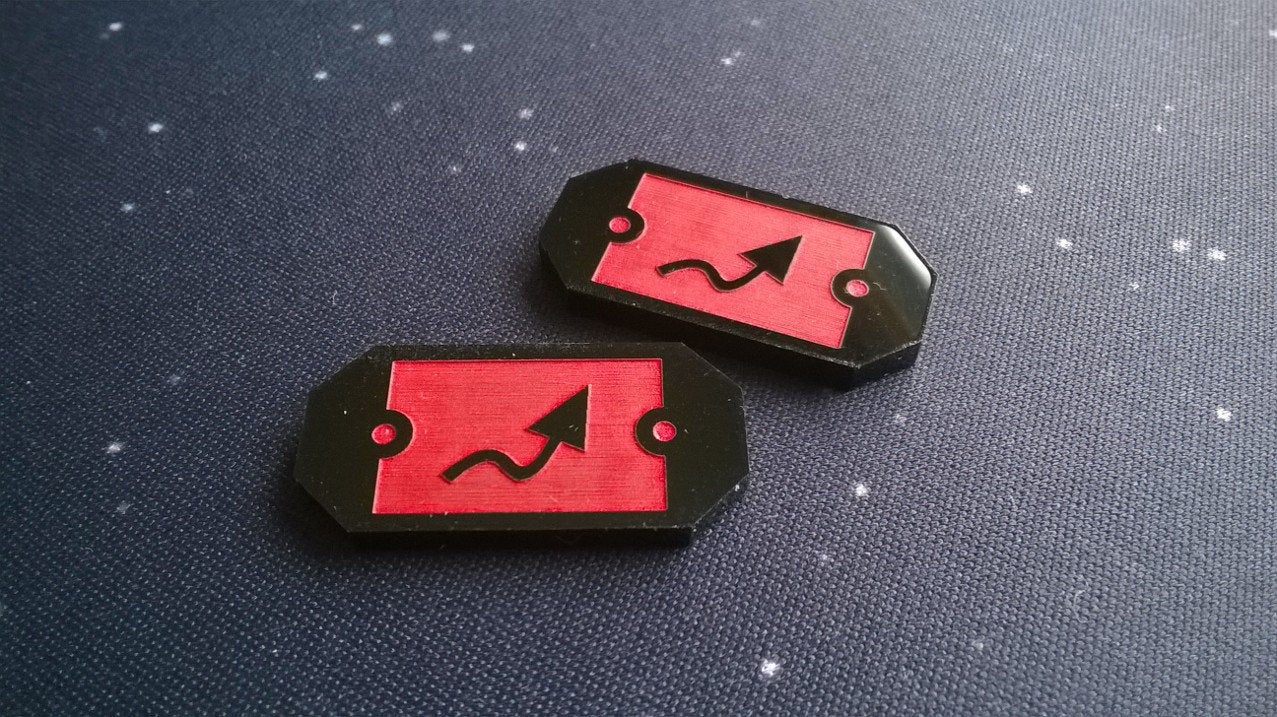 Armada compatible, 3mm double sided black acrylic defence tokens