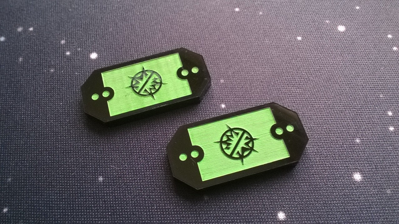 Armada compatible, 3mm double sided black acrylic defence tokens