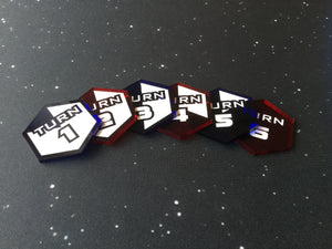 Armada compatible, 3mm 'oversized' acrylic turn/initiative tokens x 6