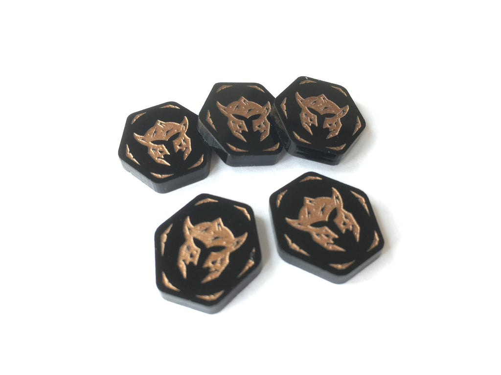 5 x Darkness Tokens for Lord of the Rings: Journeys In Middle Earth (double sided)