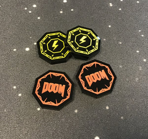 Keyforge compatible, acrylic Doom / stun tokens