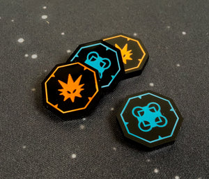 4 x Ward and Enrage Tokens for Keyforge, double sided (fan made)