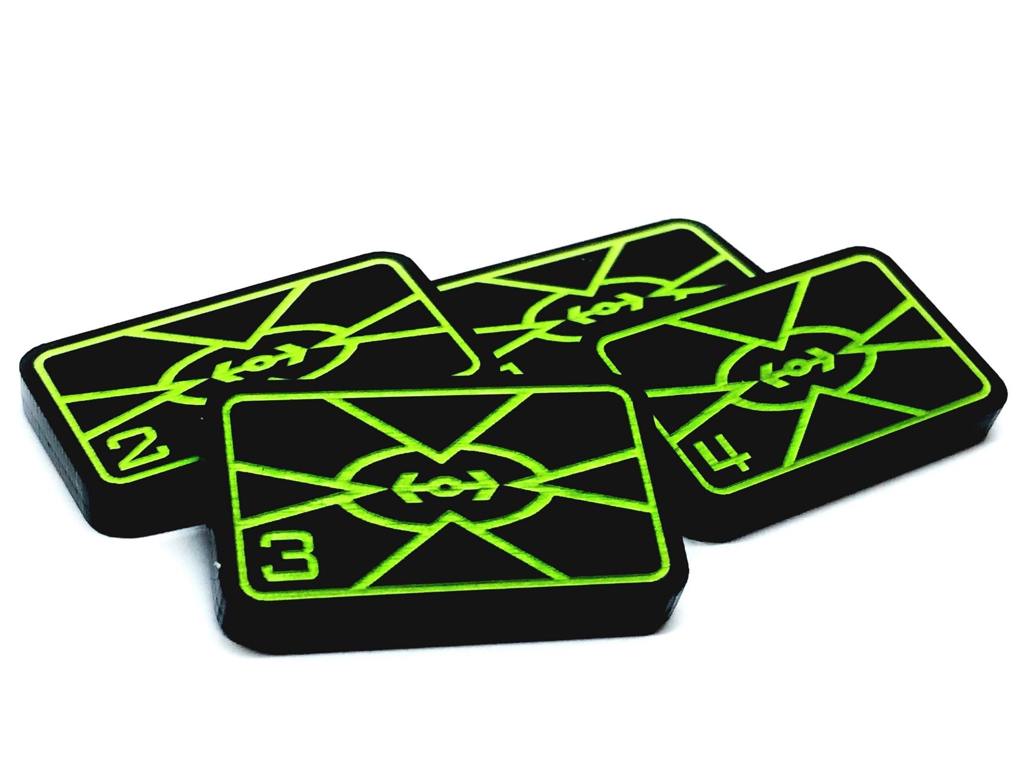 4 x Rebel Target Lock Themed Tokens (Double Sided Aurebesh & Numbers)