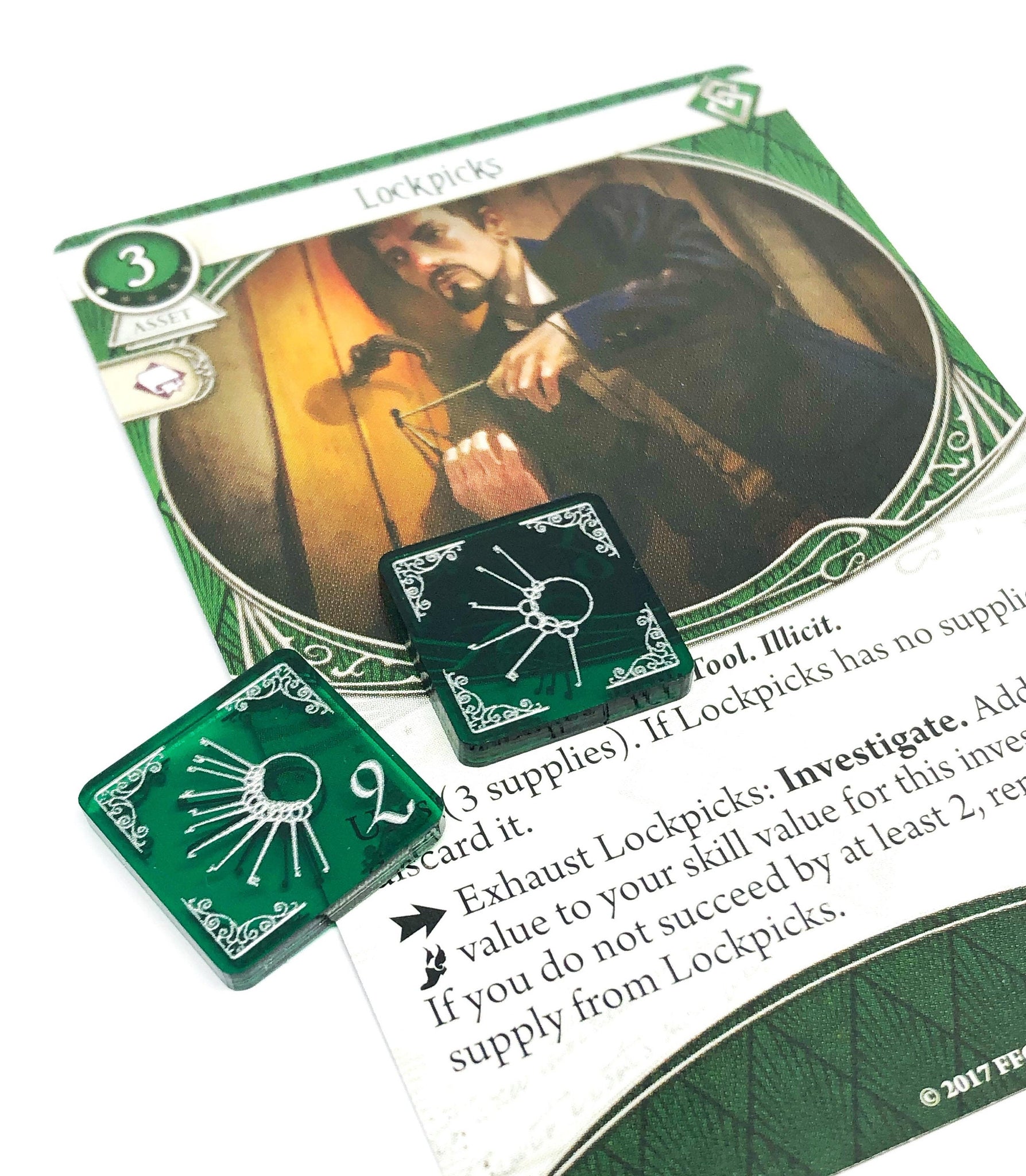 2 x Lockpick Tokens (double sided) for Arkham Horror LCG